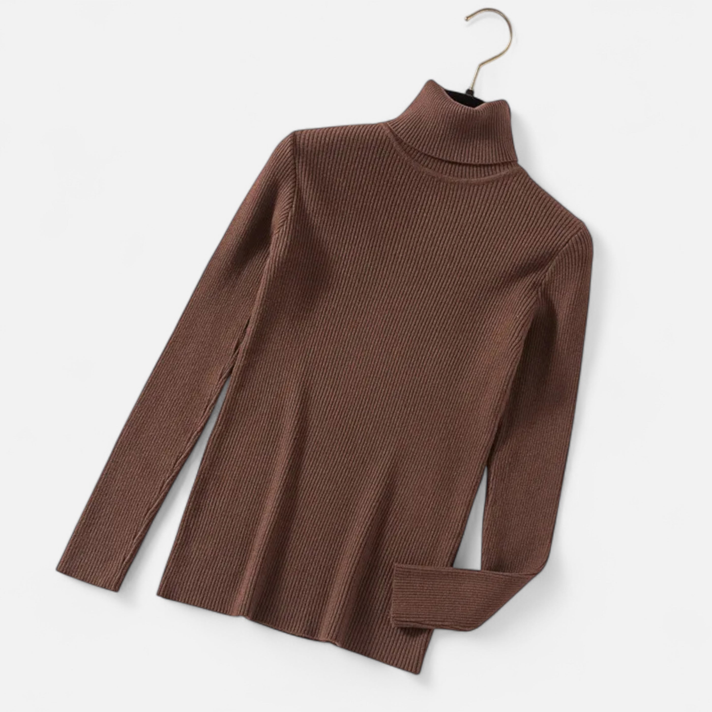 Old Ventuno | Women’s Ribbed Turtleneck – Foldover Winter Elegance