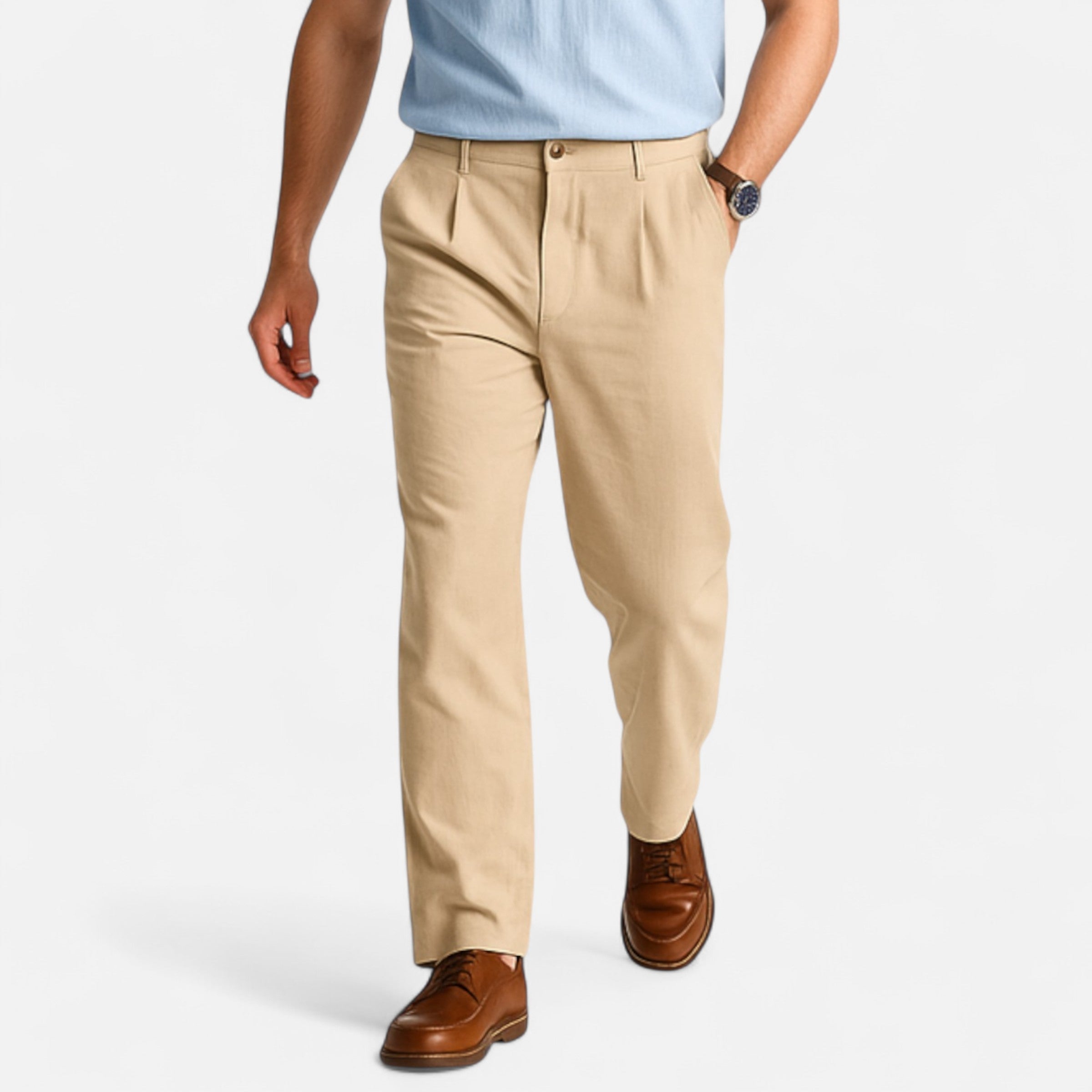 Old Ventuno | Men’s Linen Trousers – Straight-Leg Business Classic