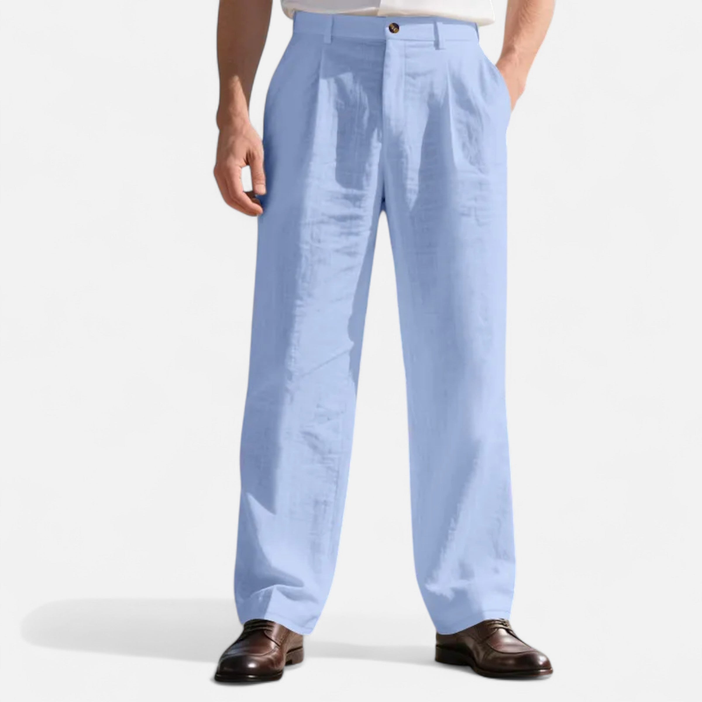 Old Ventuno | Men’s Linen Trousers – Straight-Leg Business Classic
