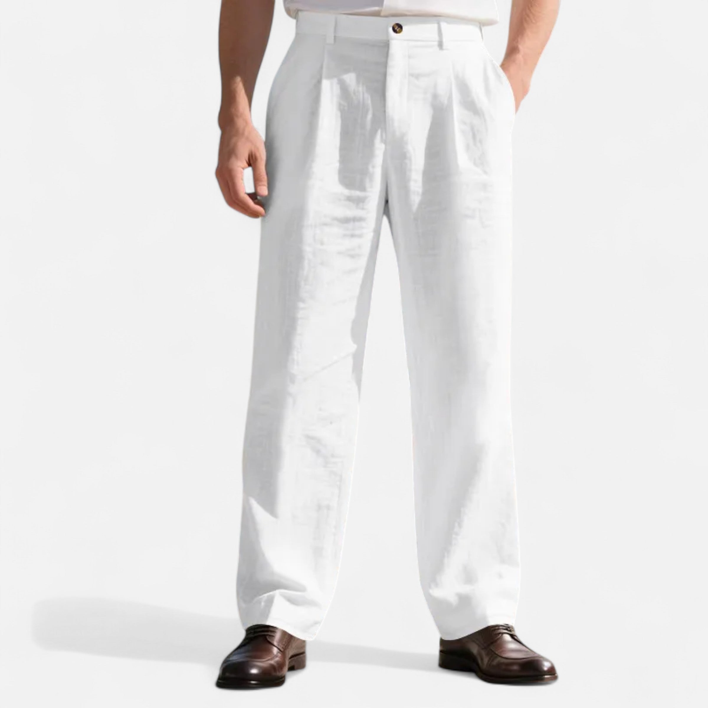 Old Ventuno | Men’s Linen Trousers – Straight-Leg Business Classic