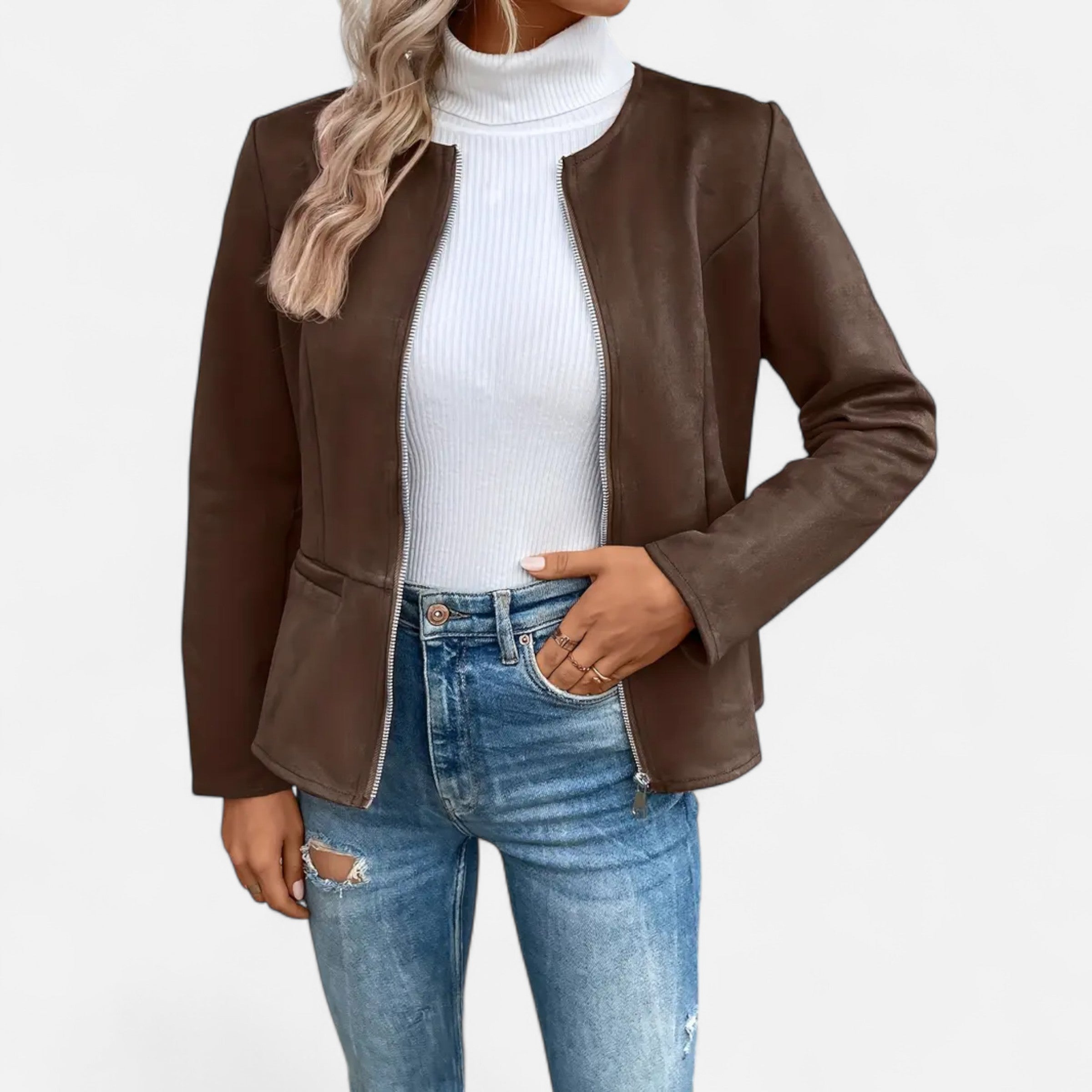 Old Ventuno | Women’s Cropped Jacket – Slim Zip-Up Elegance