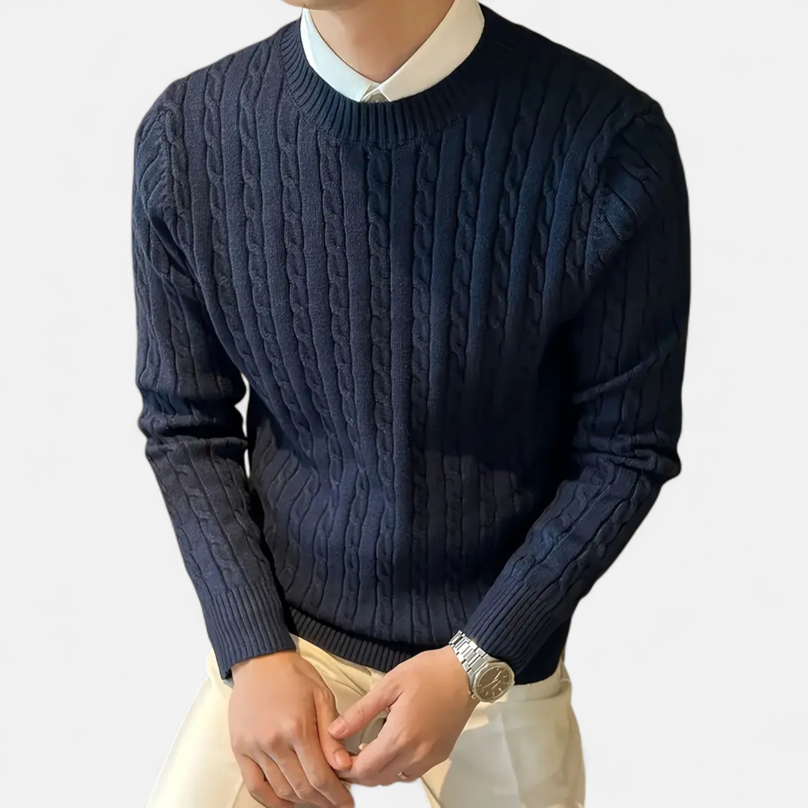Old Ventuno | Men’s Cable Knit Sweater – Heritage Crew Neck