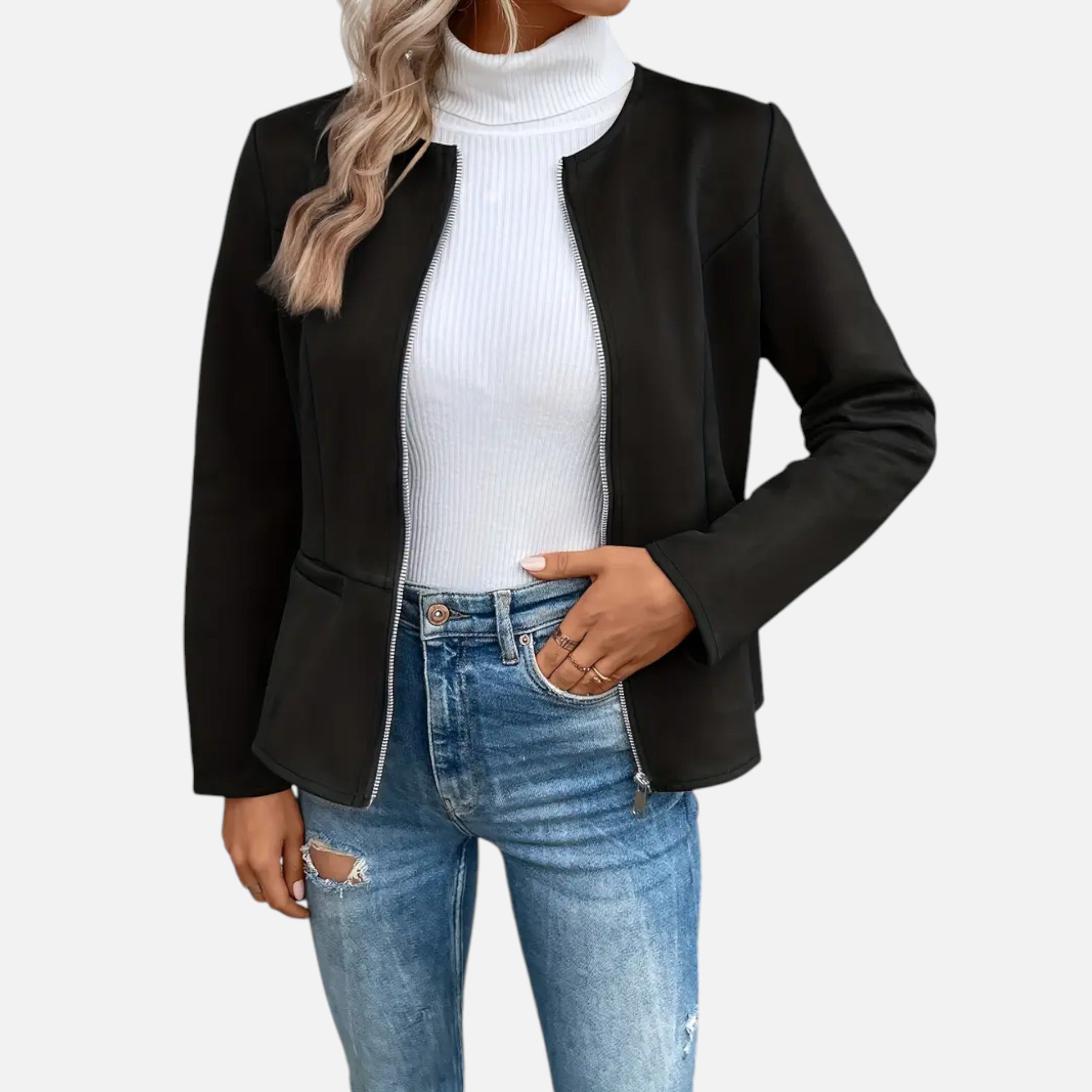 Old Ventuno | Women’s Cropped Jacket – Slim Zip-Up Elegance
