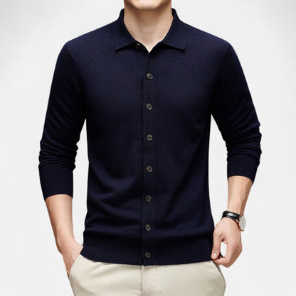 Old Ventuno | Men’s Wool Sweater – Fine Yarn Button-Up Classic