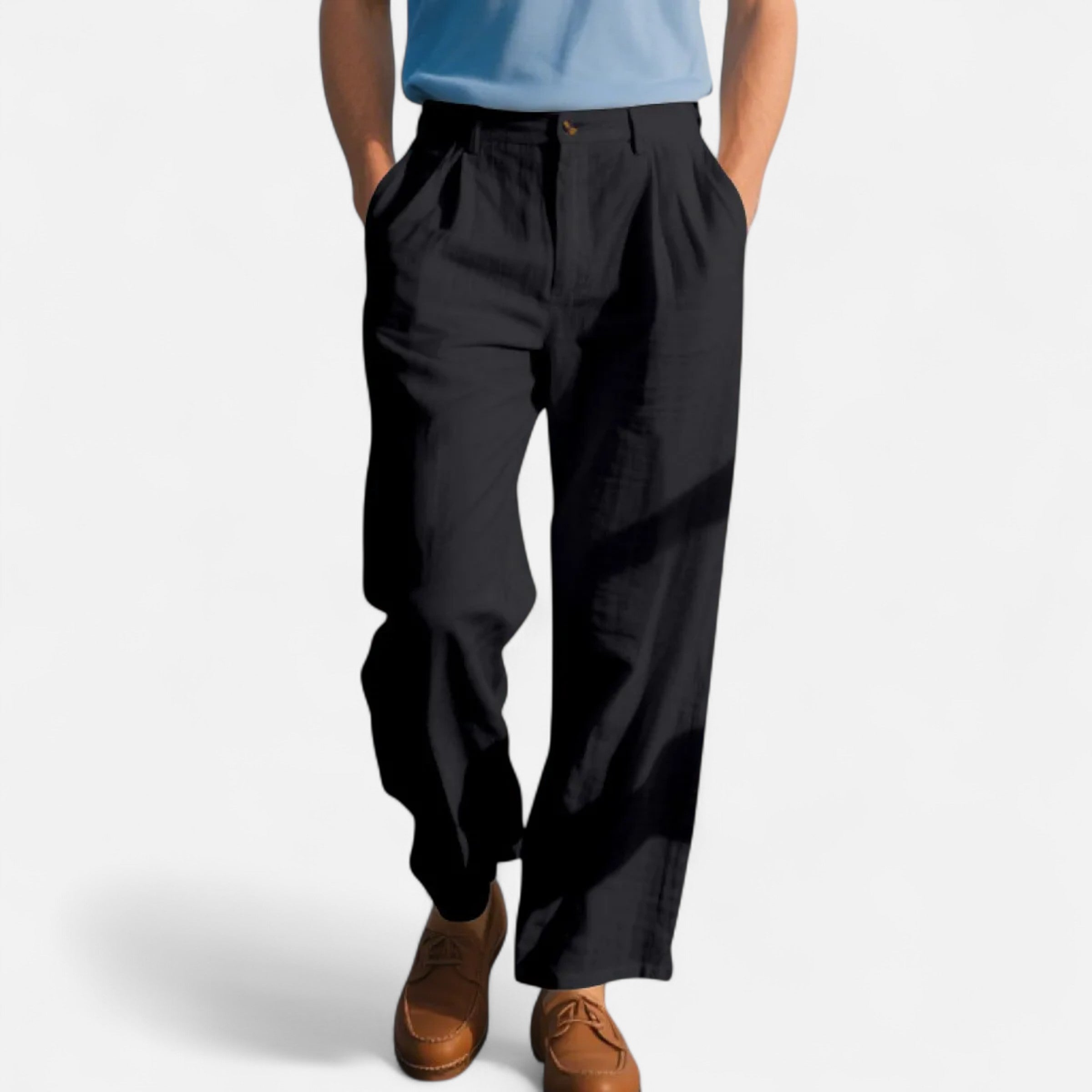 Old Ventuno | Men’s Linen Trousers – Straight-Leg Business Classic