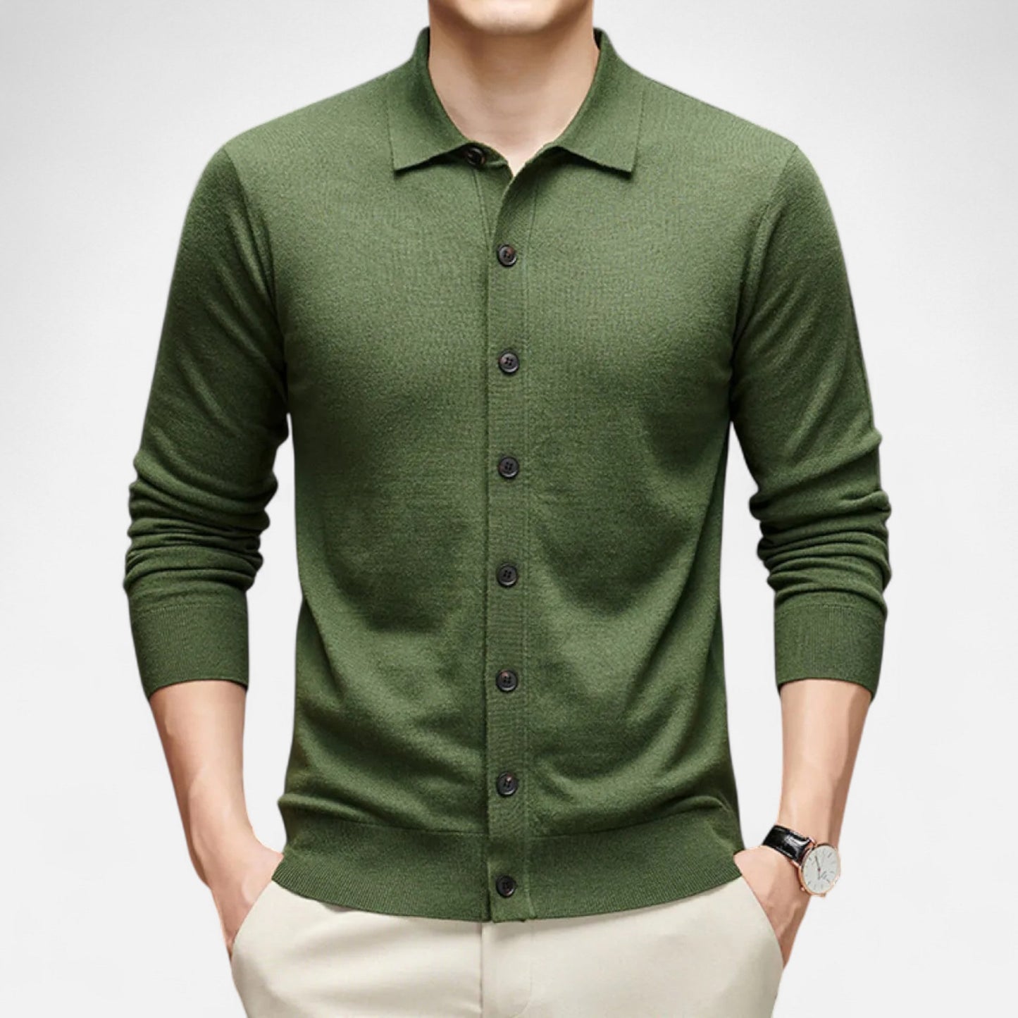 Old Ventuno | Men’s Wool Sweater – Fine Yarn Button-Up Classic