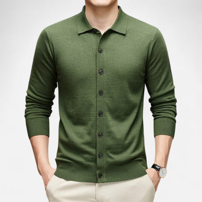 Old Ventuno | Men’s Wool Sweater – Fine Yarn Button-Up Classic