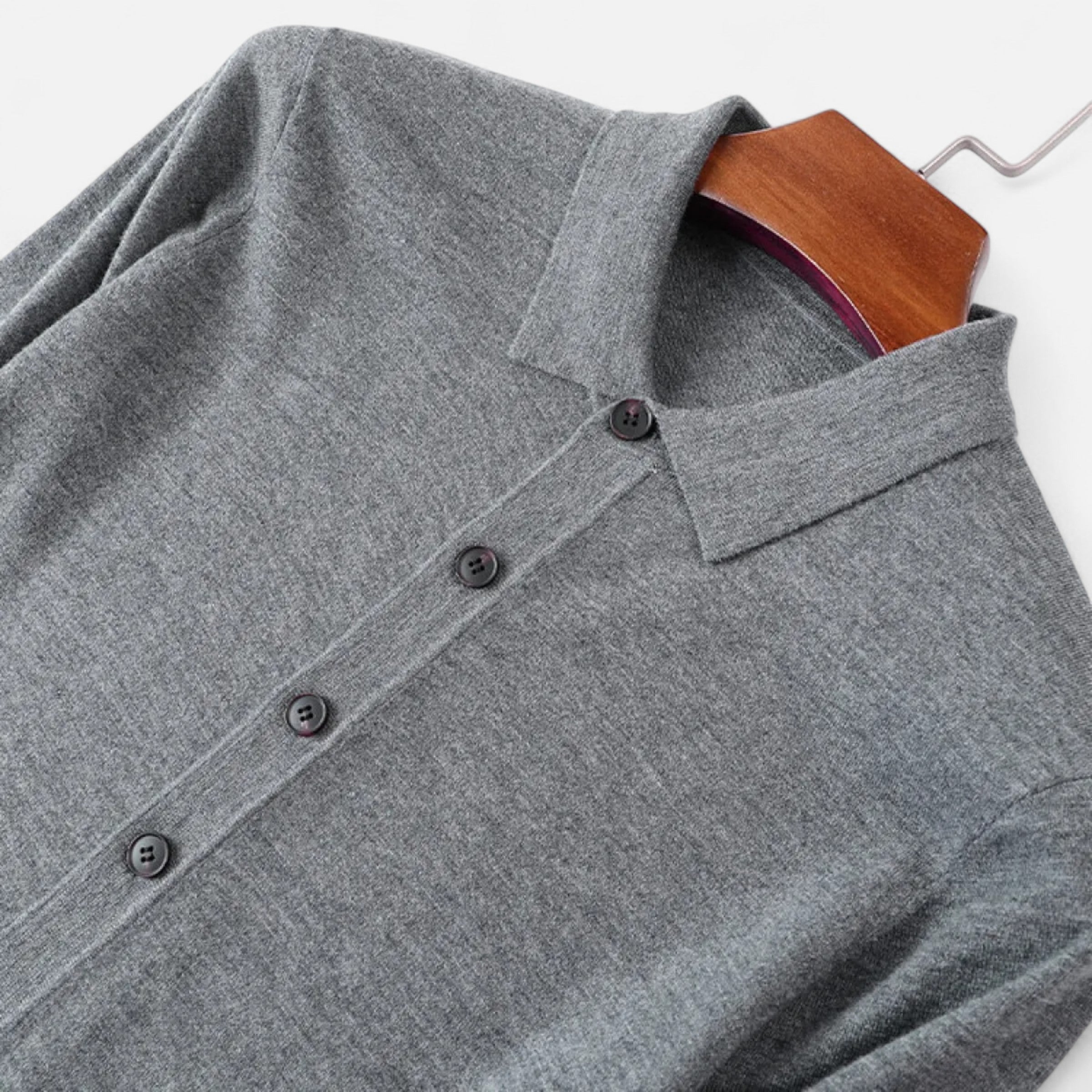 Old Ventuno | Men’s Wool Sweater – Fine Yarn Button-Up Classic