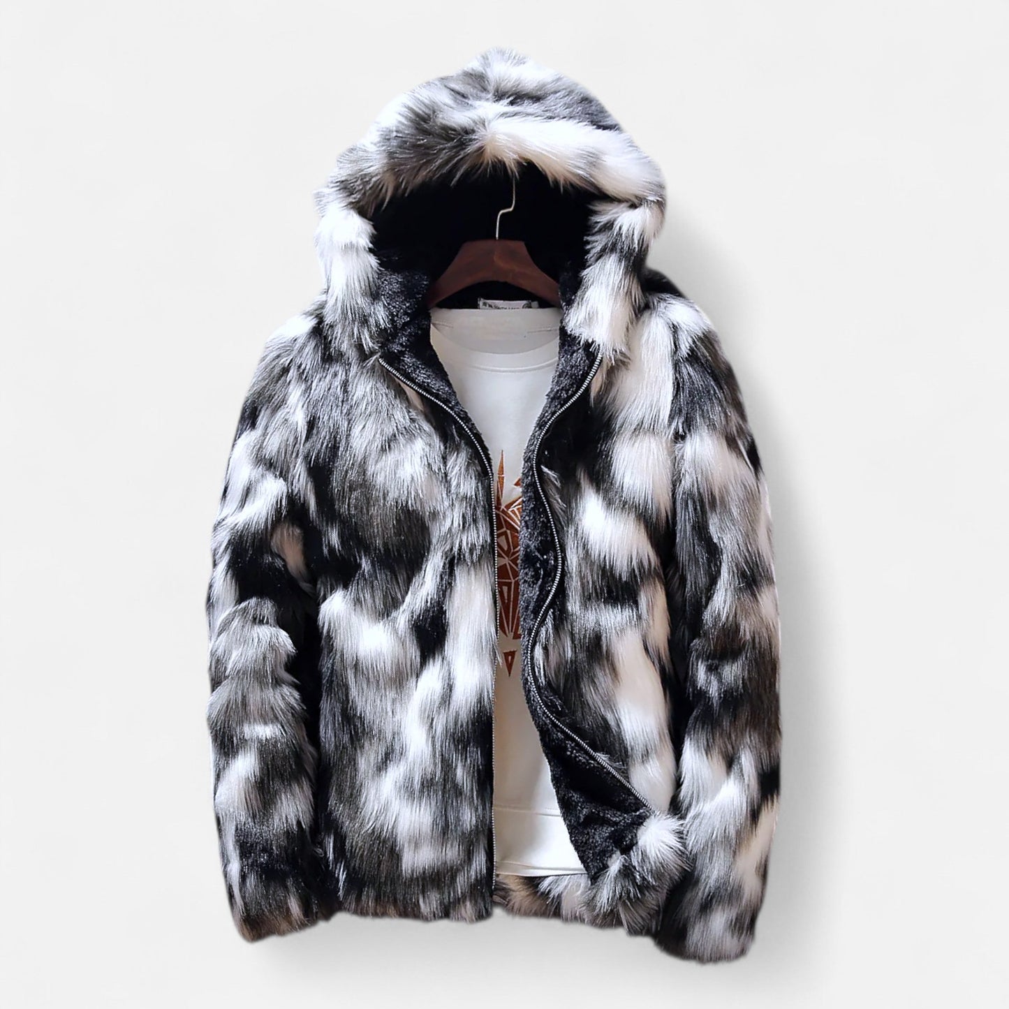 Old Ventuno | Men’s Hooded Fur Jacket – Winter Heritage Warmth