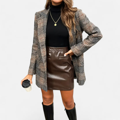 Old Ventuno | Women’s Classic Coat – Houndstooth Timeless Sophistication