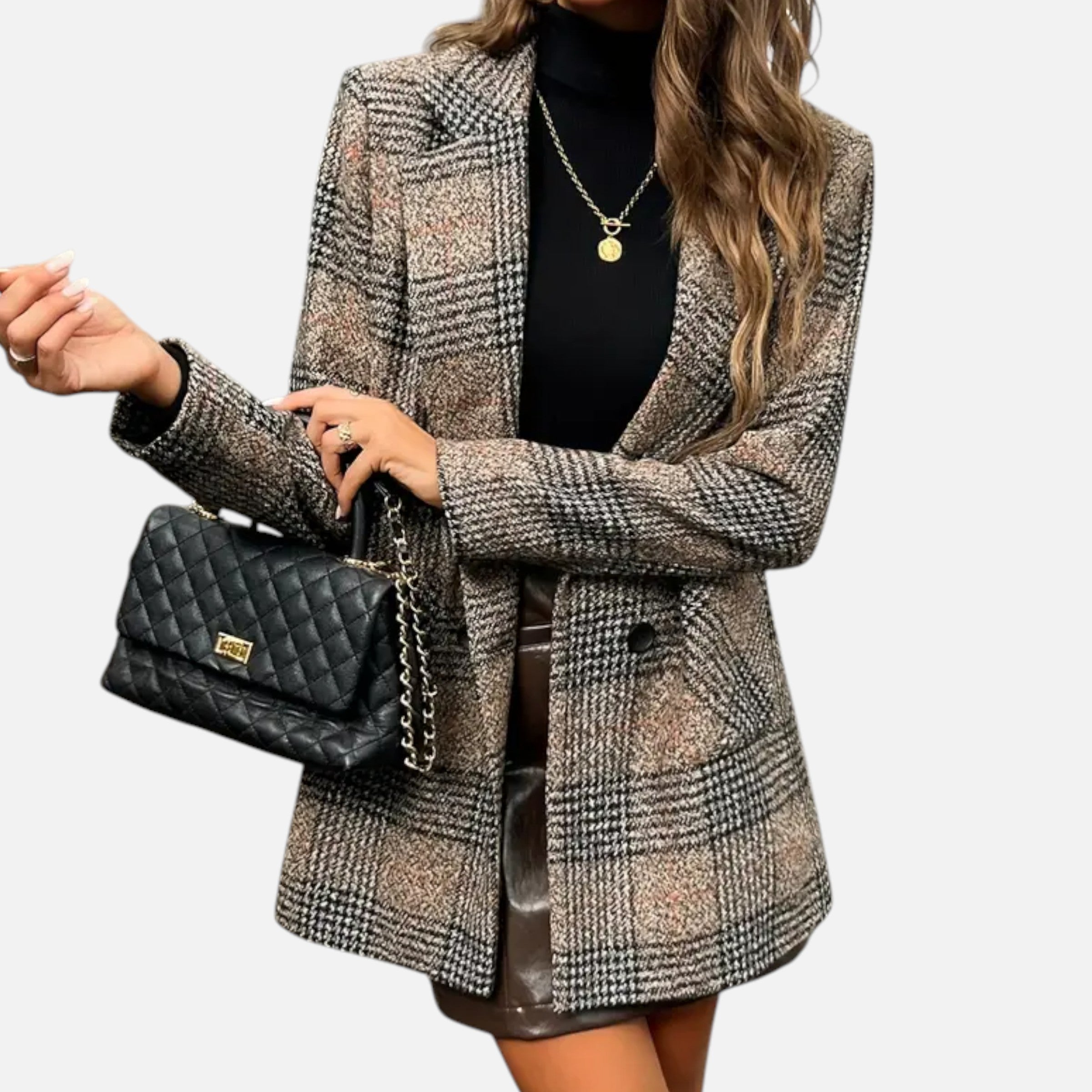Old Ventuno | Women’s Classic Coat – Houndstooth Timeless Sophistication