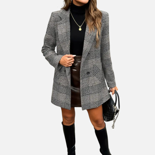 Old Ventuno | Women’s Classic Coat – Houndstooth Timeless Sophistication