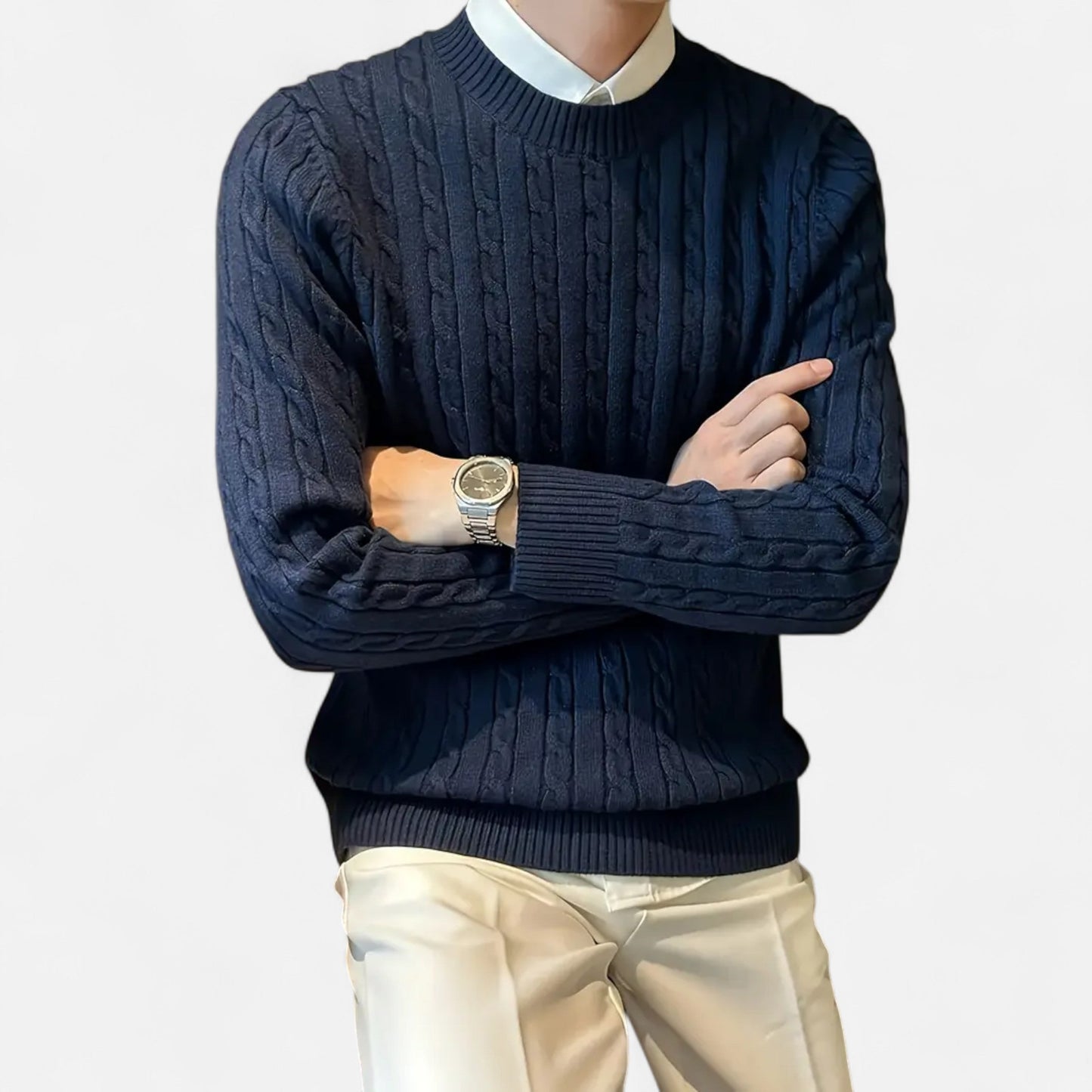 Old Ventuno | Men’s Cable Knit Sweater – Heritage Crew Neck