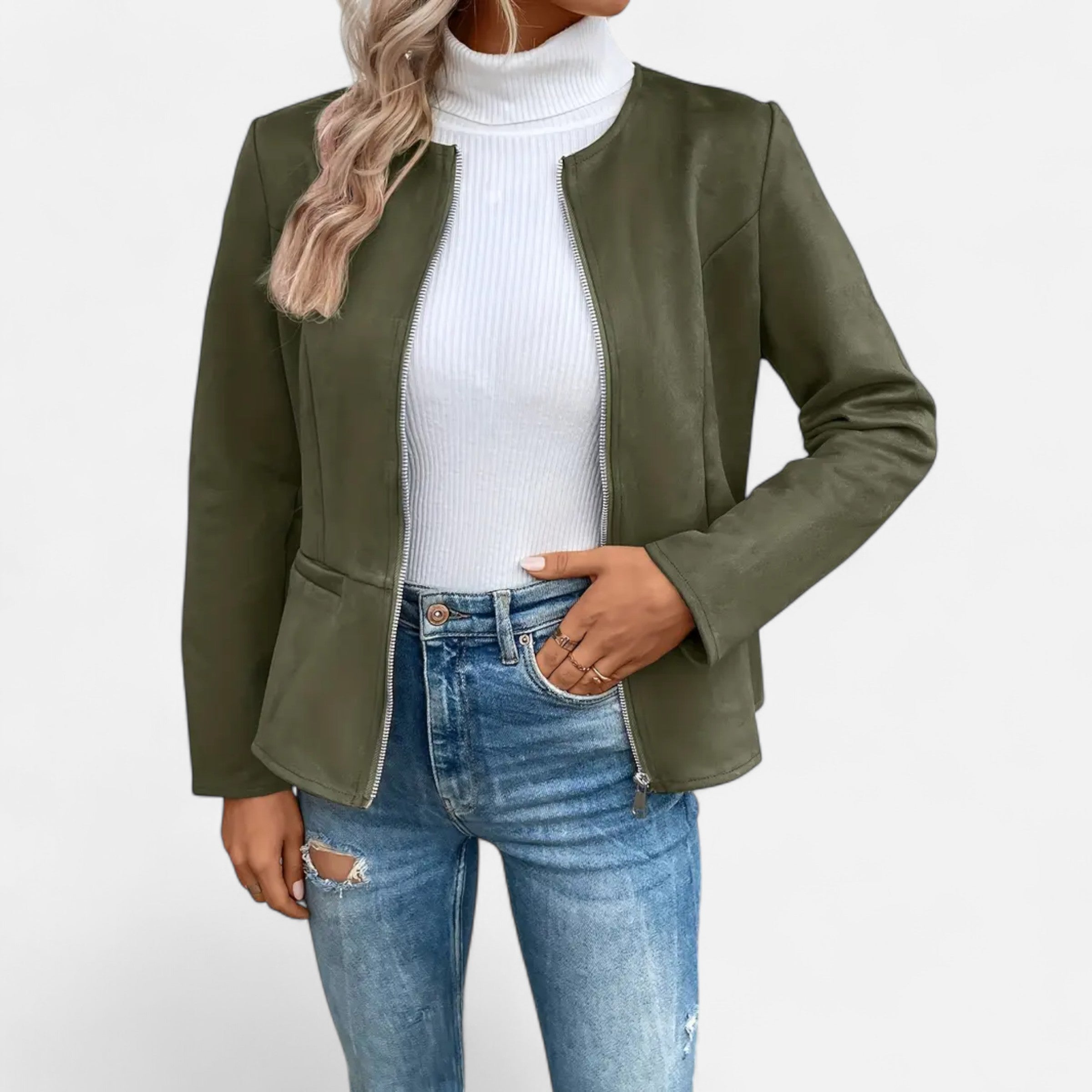 Old Ventuno | Women’s Cropped Jacket – Slim Zip-Up Elegance