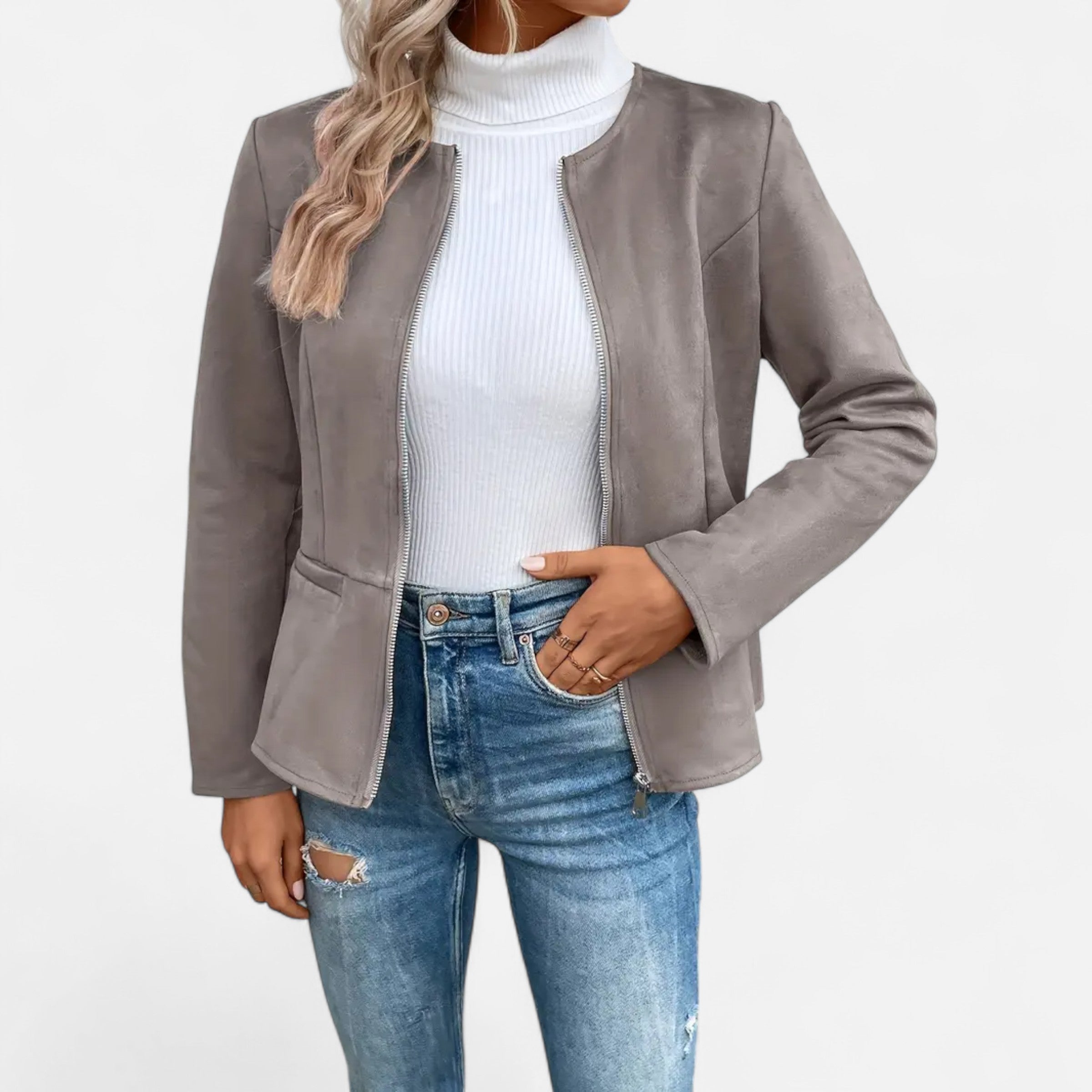 Old Ventuno | Women’s Cropped Jacket – Slim Zip-Up Elegance
