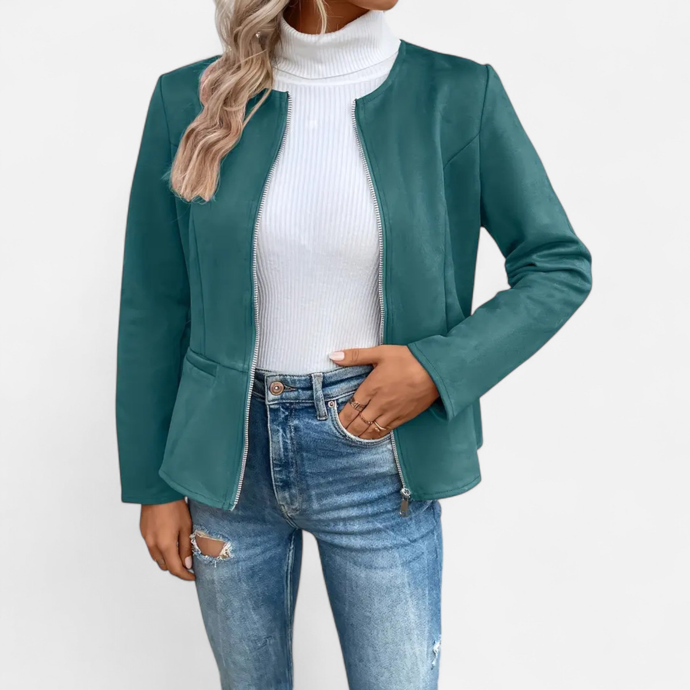 Old Ventuno | Women’s Cropped Jacket – Slim Zip-Up Elegance