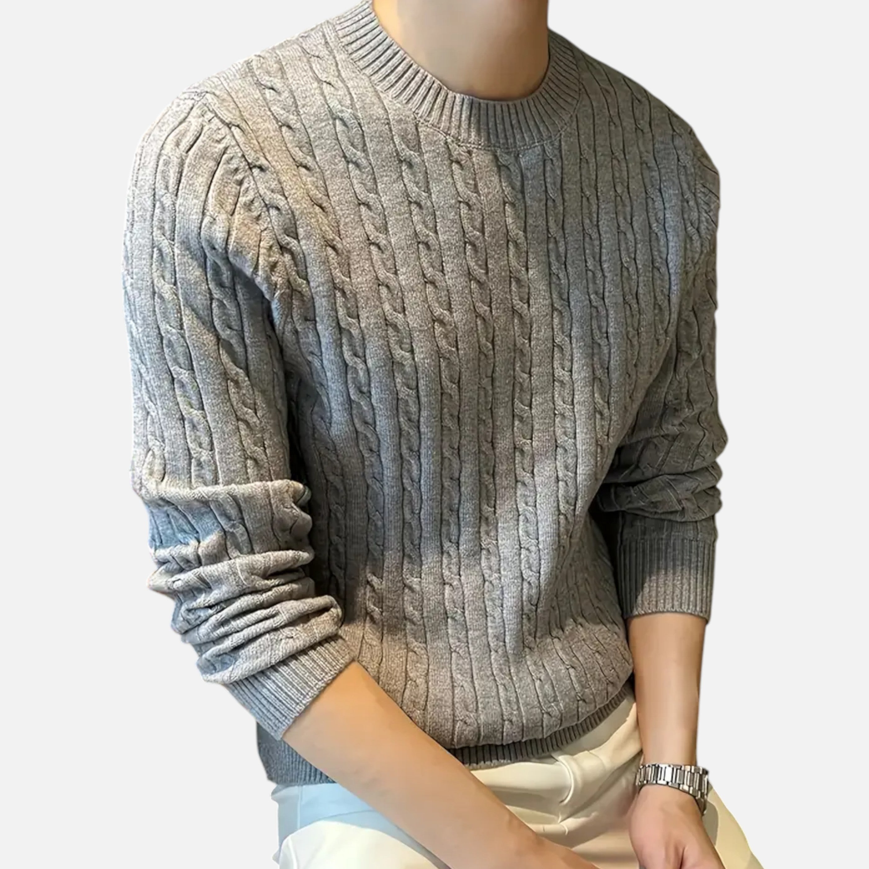 Old Ventuno | Men’s Cable Knit Sweater – Heritage Crew Neck