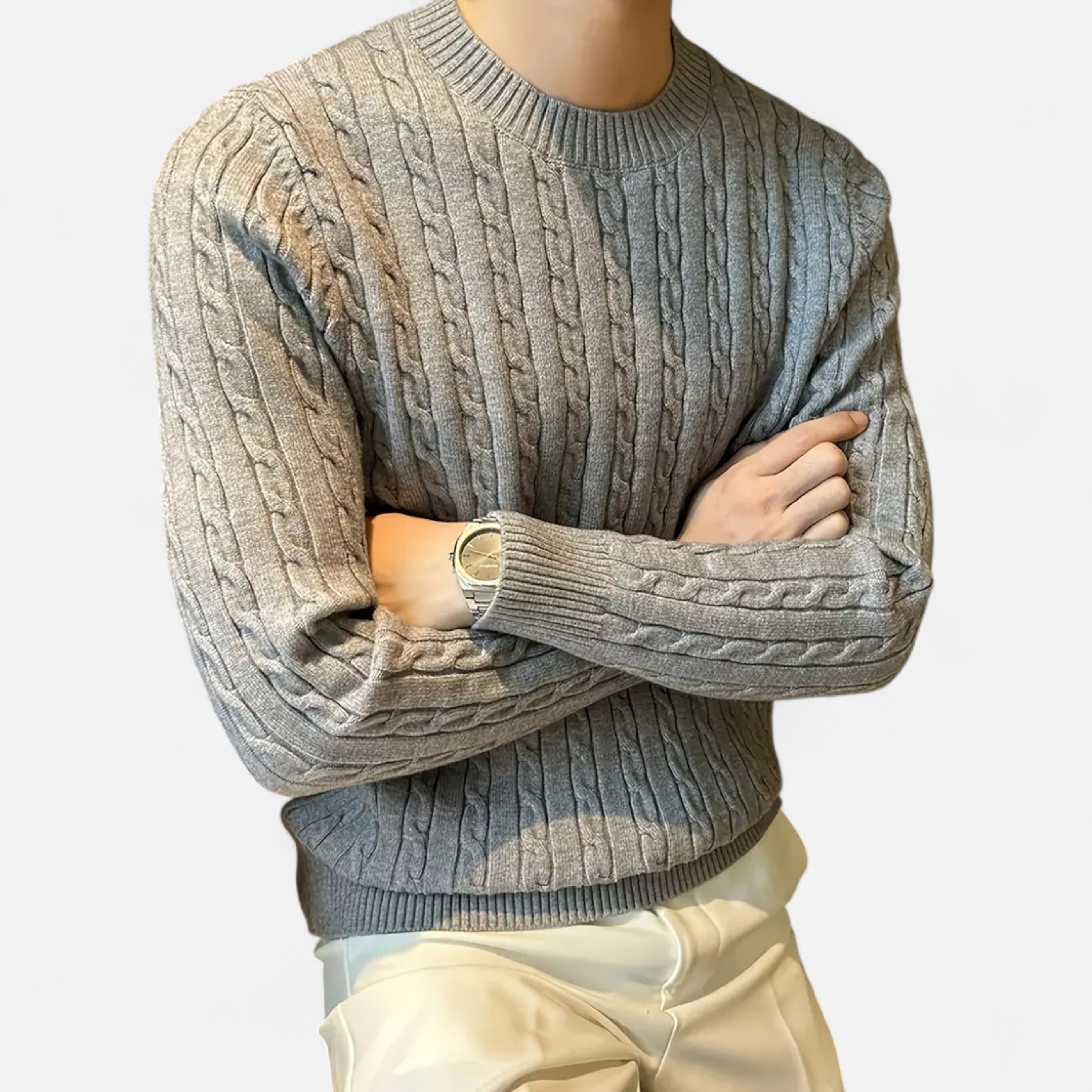 Old Ventuno | Men’s Cable Knit Sweater – Heritage Crew Neck