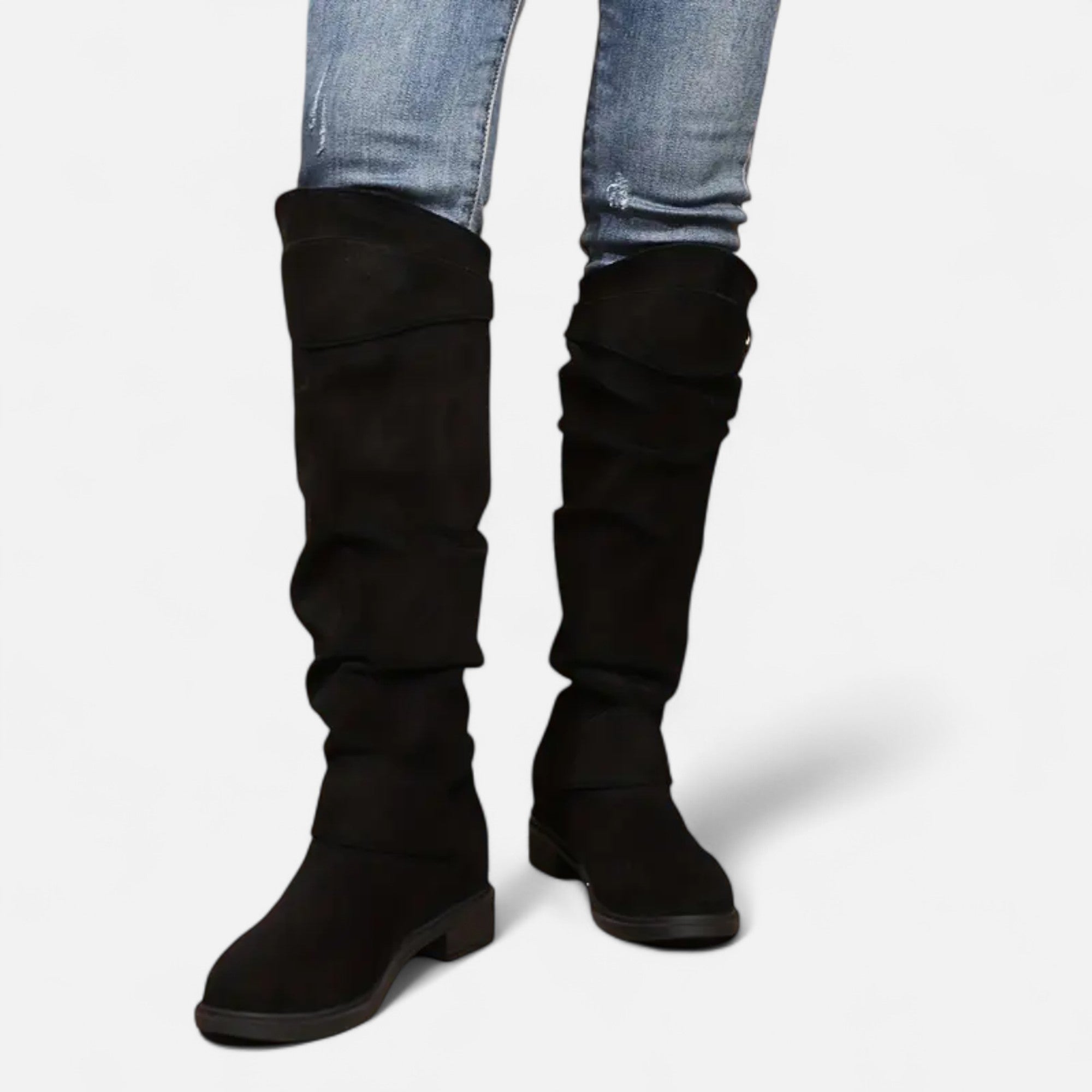 Old Ventuno | Women’s Knee-High Boots – Buckle Belt Elegance