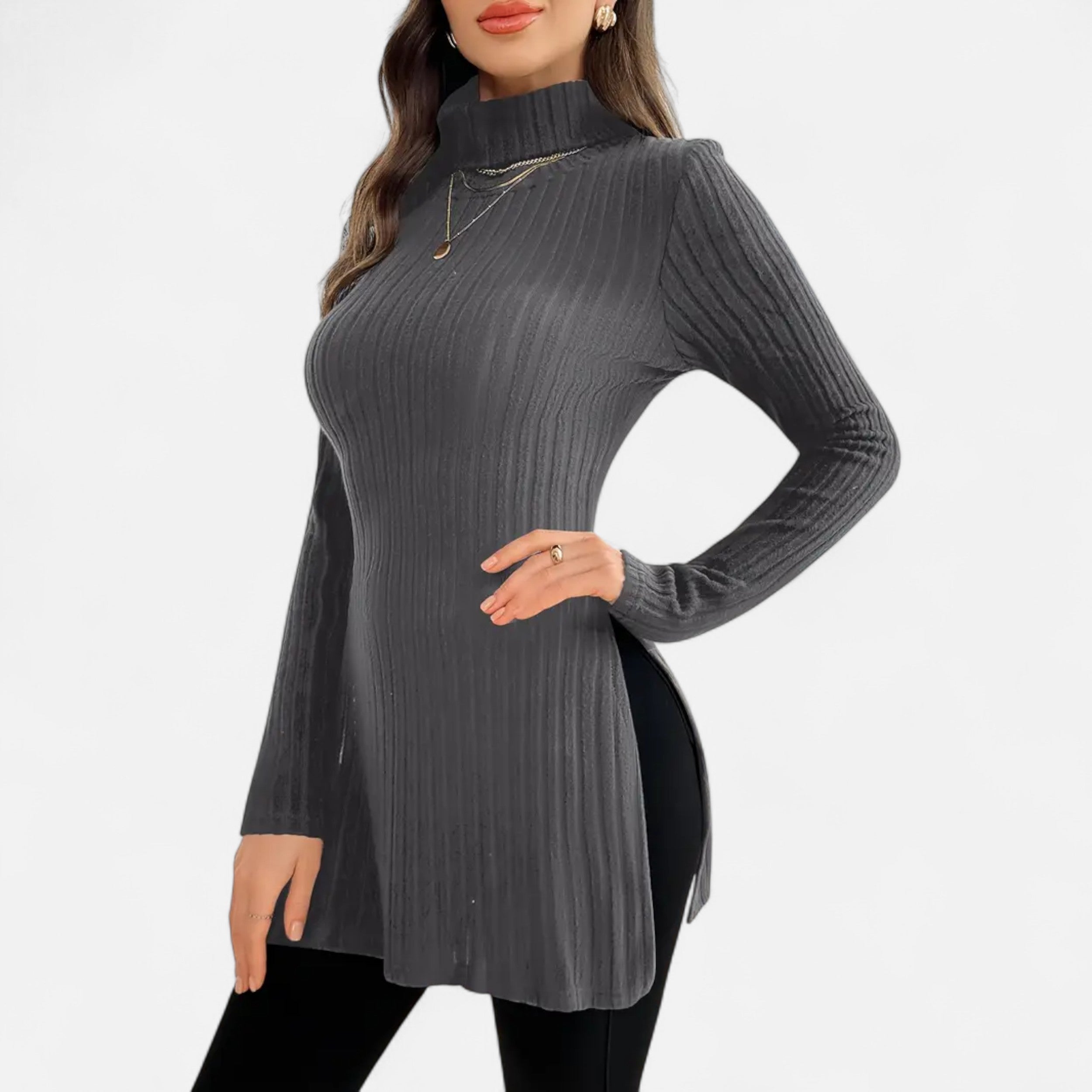 Old Ventuno | Women’s Ribbed Sweater – Elegant High Neck Style