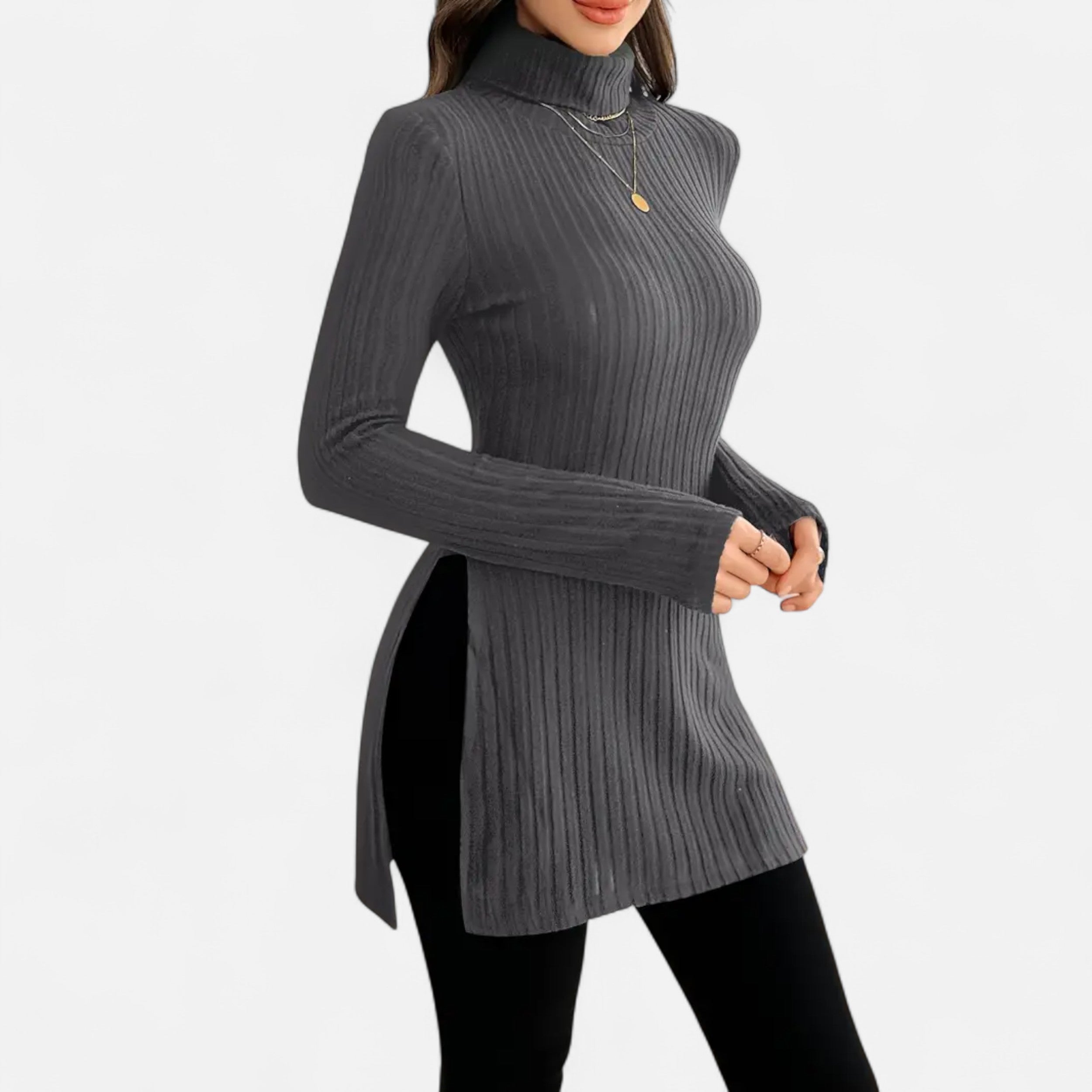 Old Ventuno | Women’s Ribbed Sweater – Elegant High Neck Style