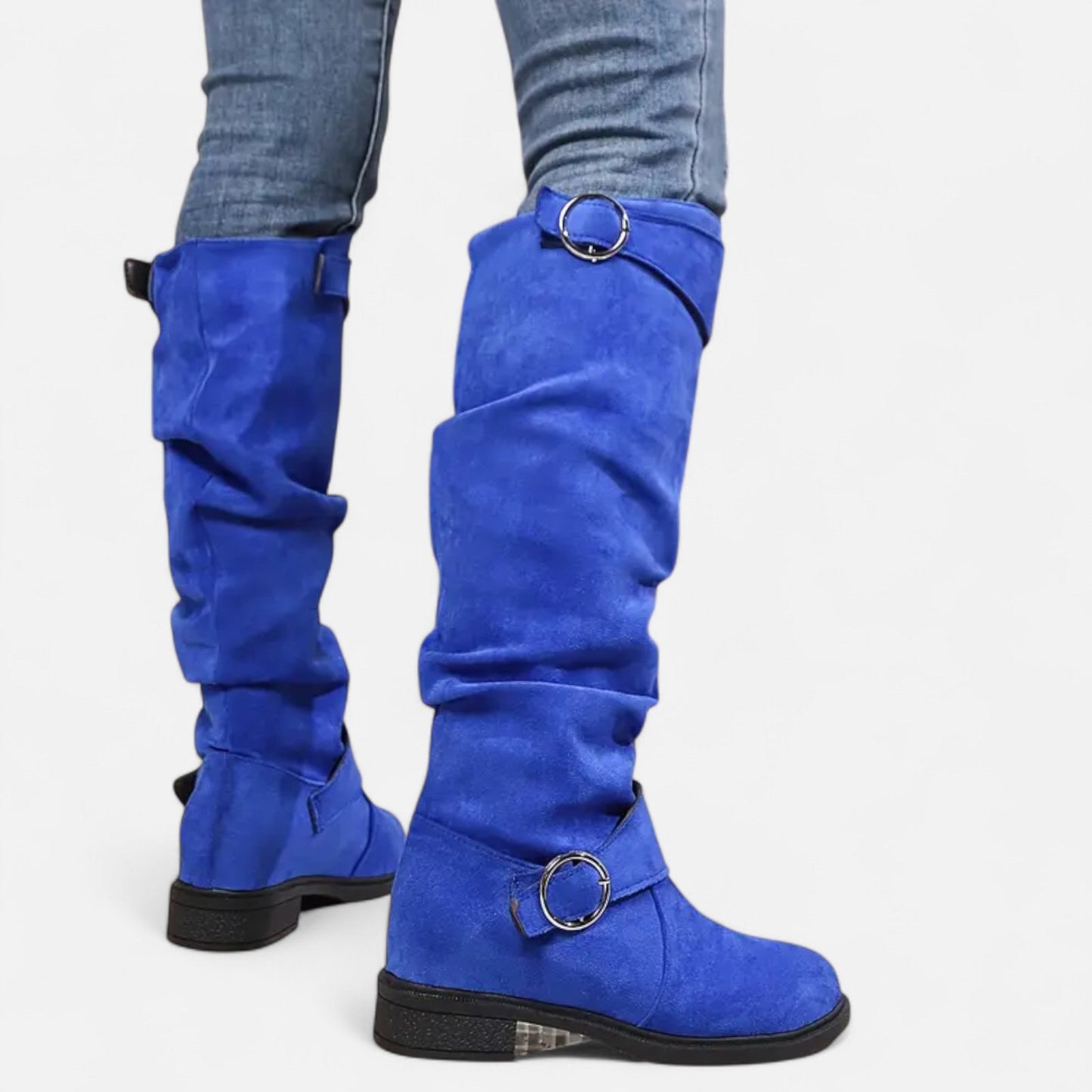 Old Ventuno | Women’s Knee-High Boots – Buckle Belt Elegance