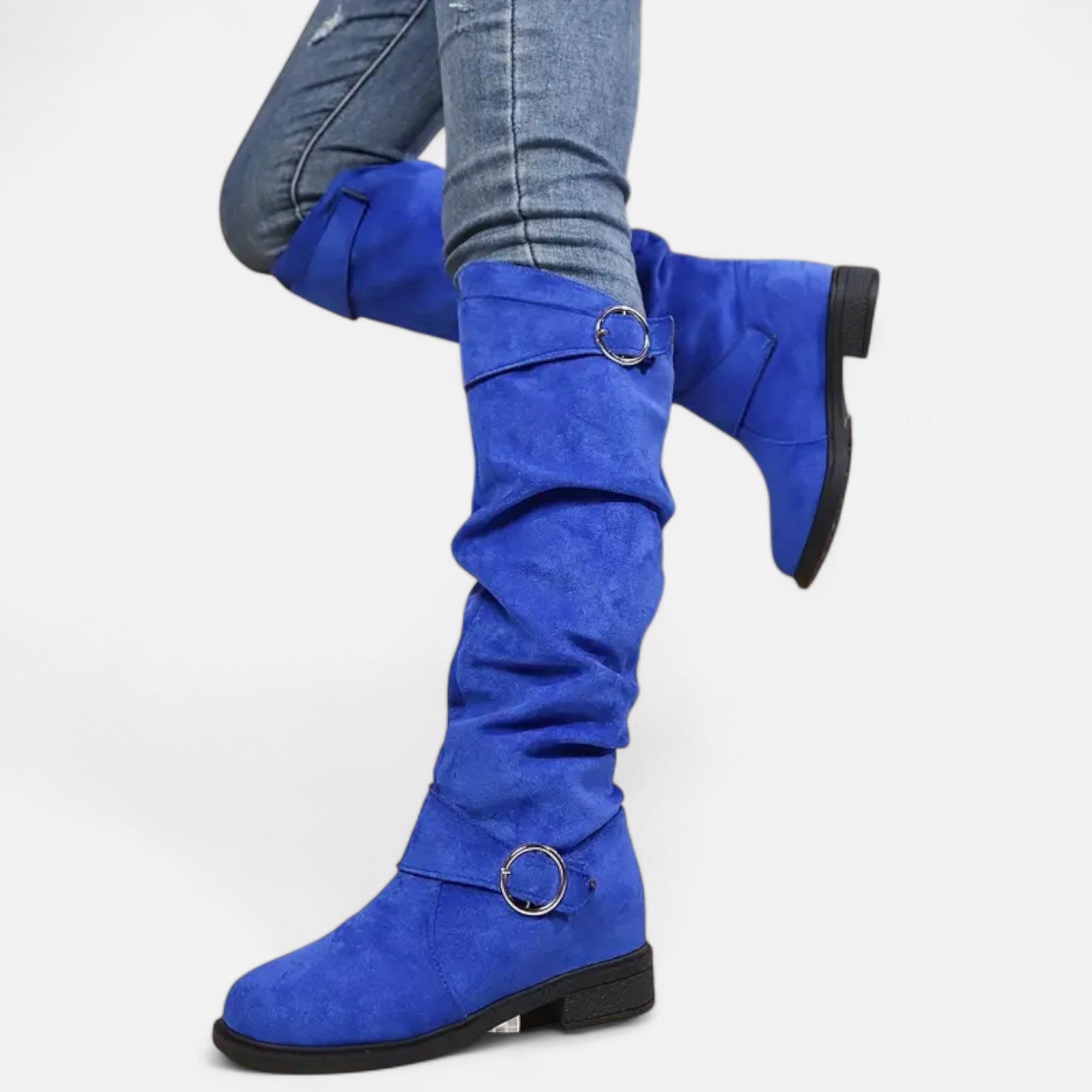Old Ventuno | Women’s Knee-High Boots – Buckle Belt Elegance