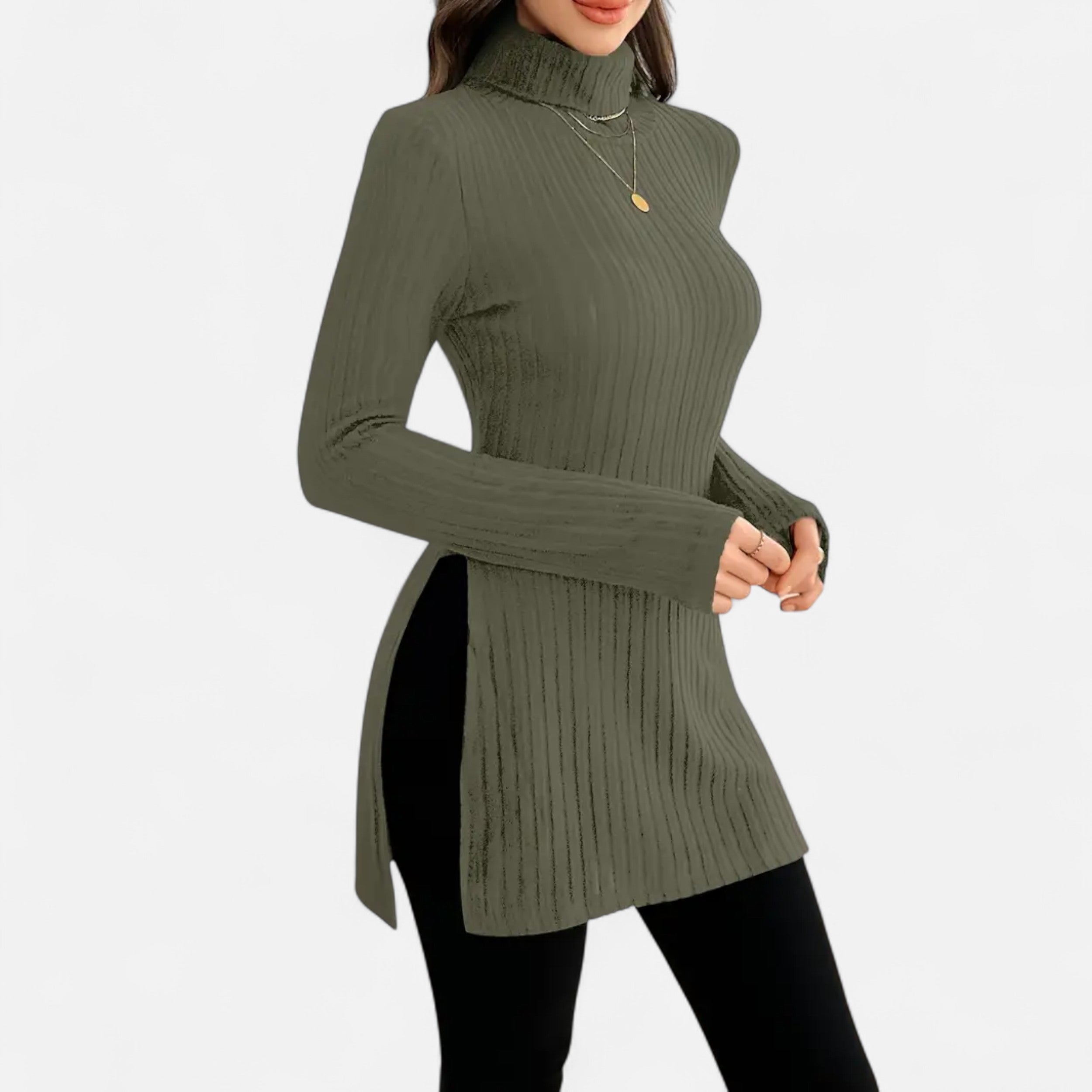 Old Ventuno | Women’s Ribbed Sweater – Elegant High Neck Style