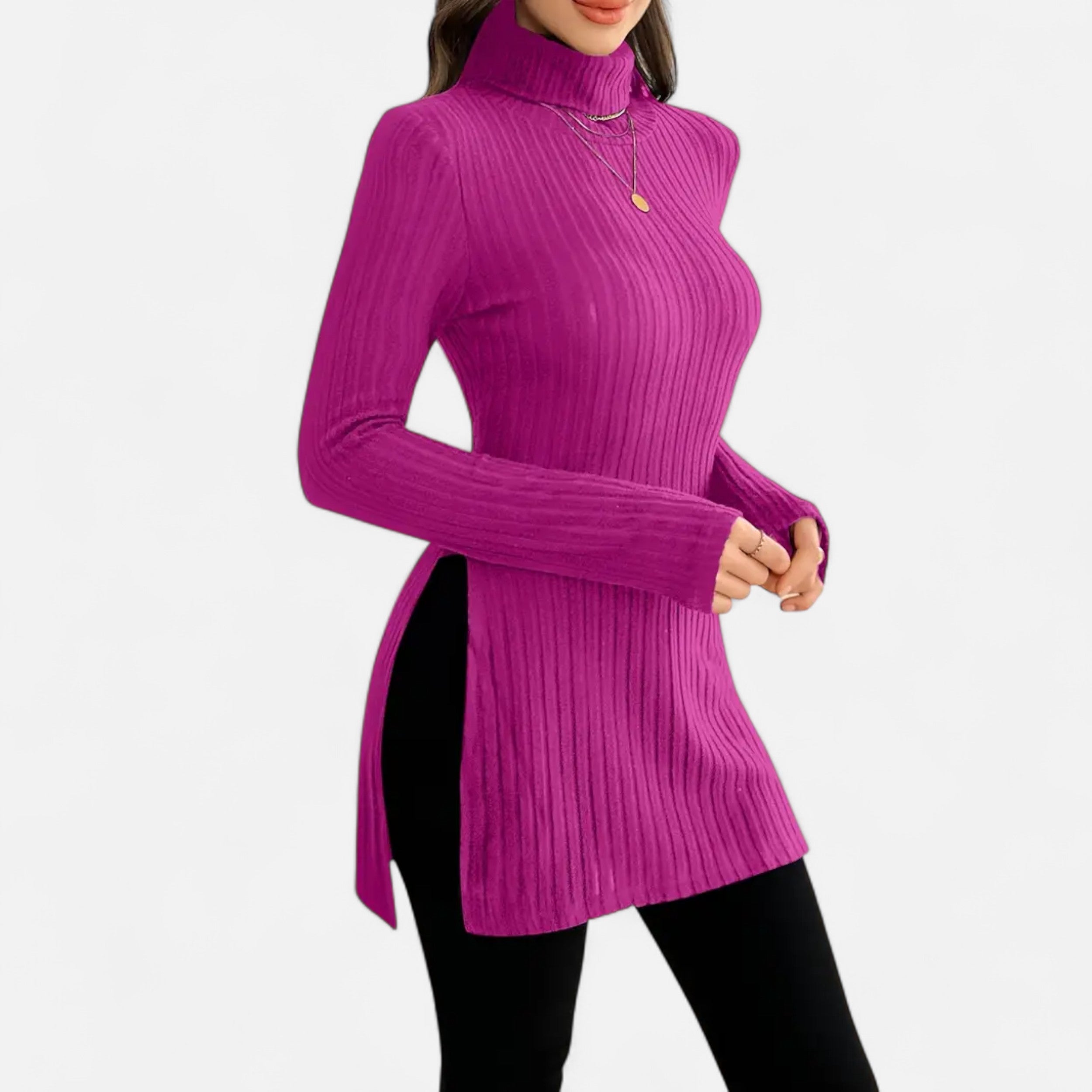 Old Ventuno | Women’s Ribbed Sweater – Elegant High Neck Style