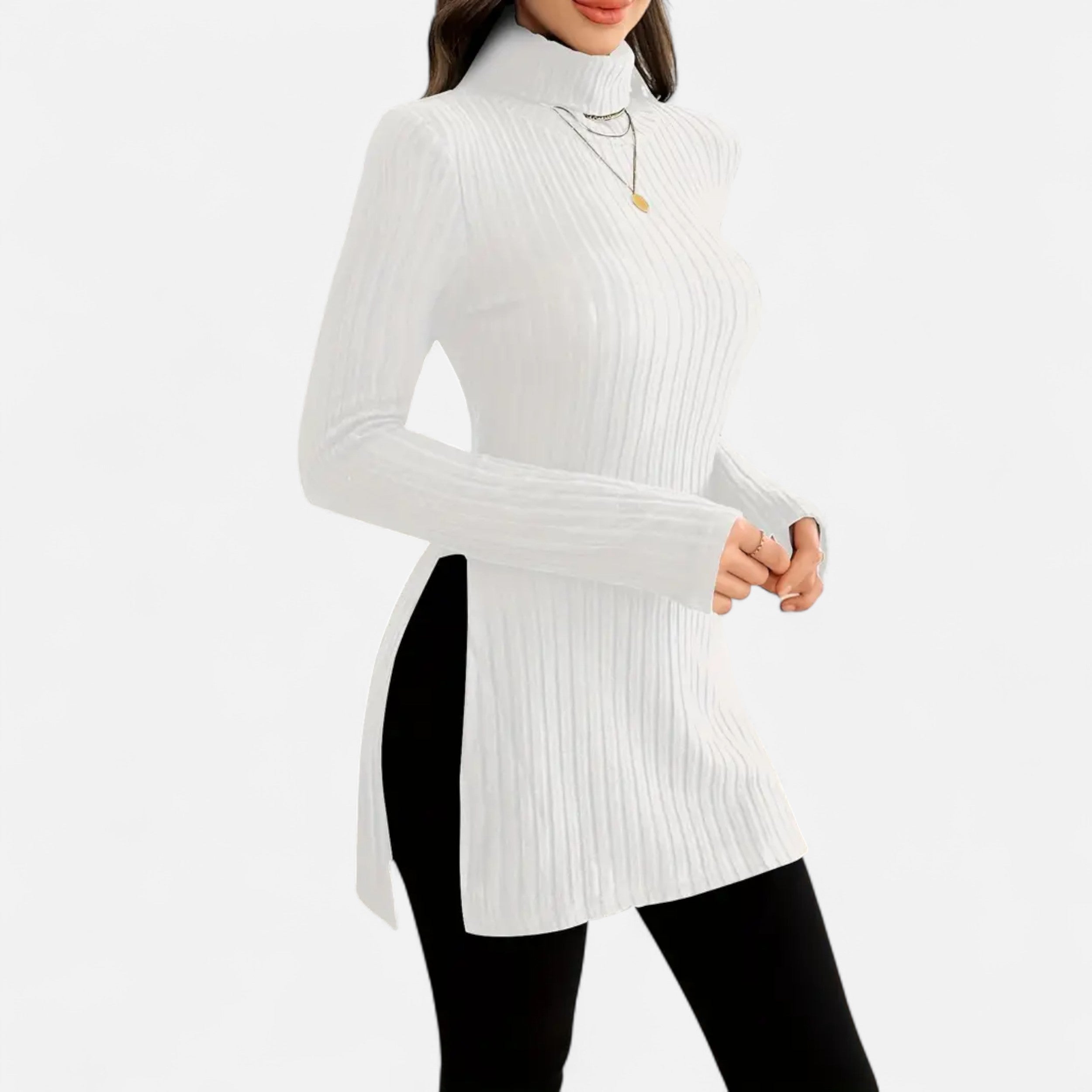 Old Ventuno | Women’s Ribbed Sweater – Elegant High Neck Style