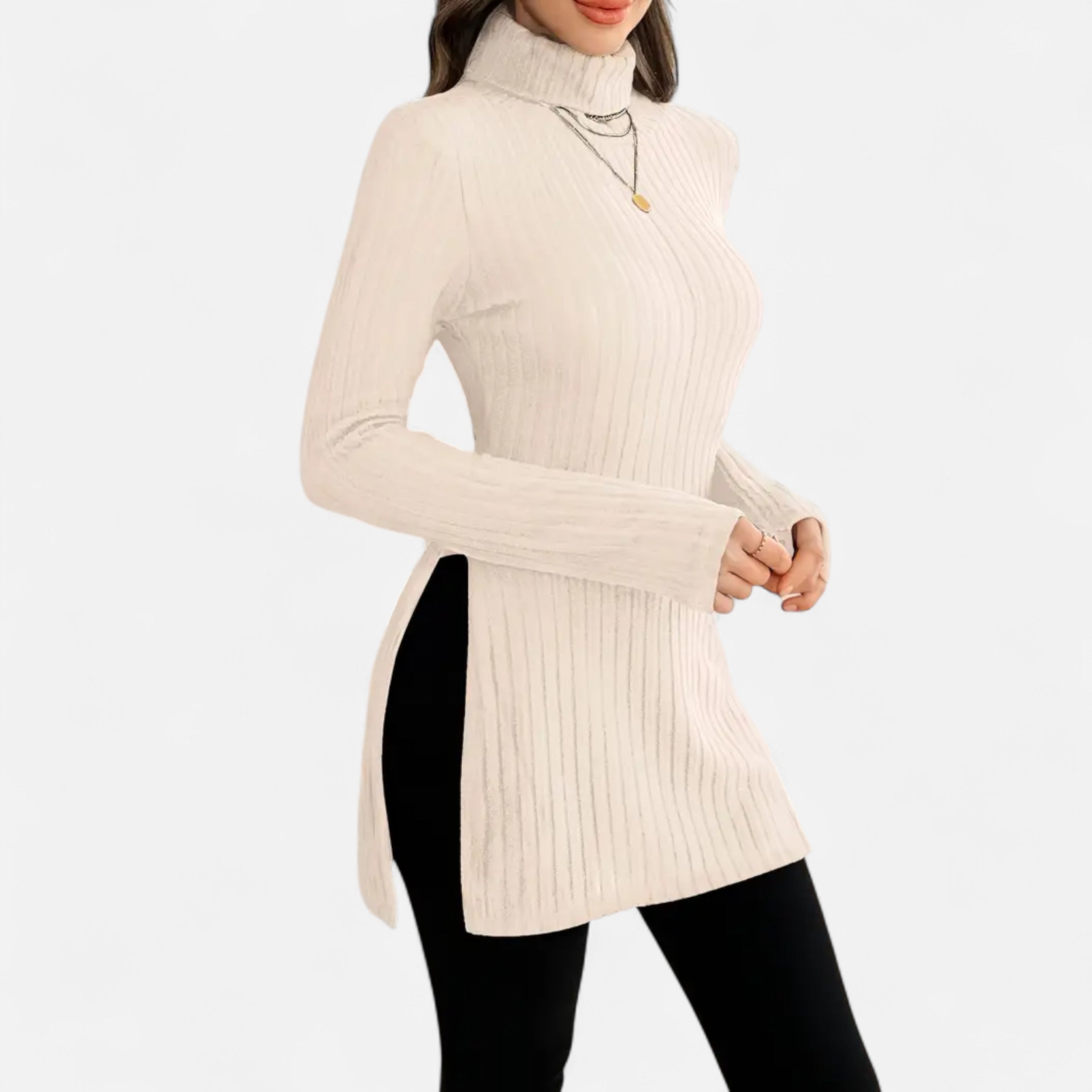 Old Ventuno | Women’s Ribbed Sweater – Elegant High Neck Style