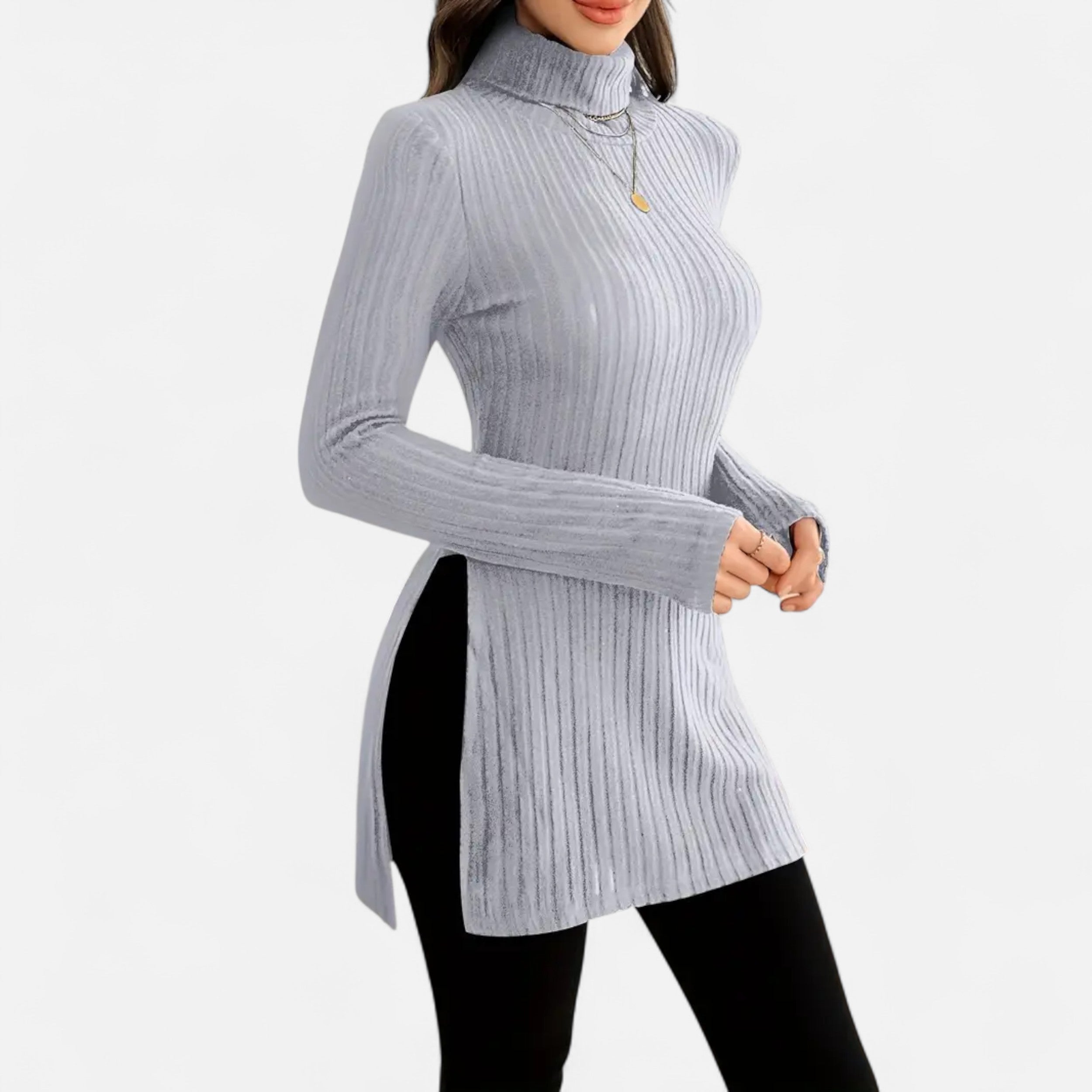 Old Ventuno | Women’s Ribbed Sweater – Elegant High Neck Style