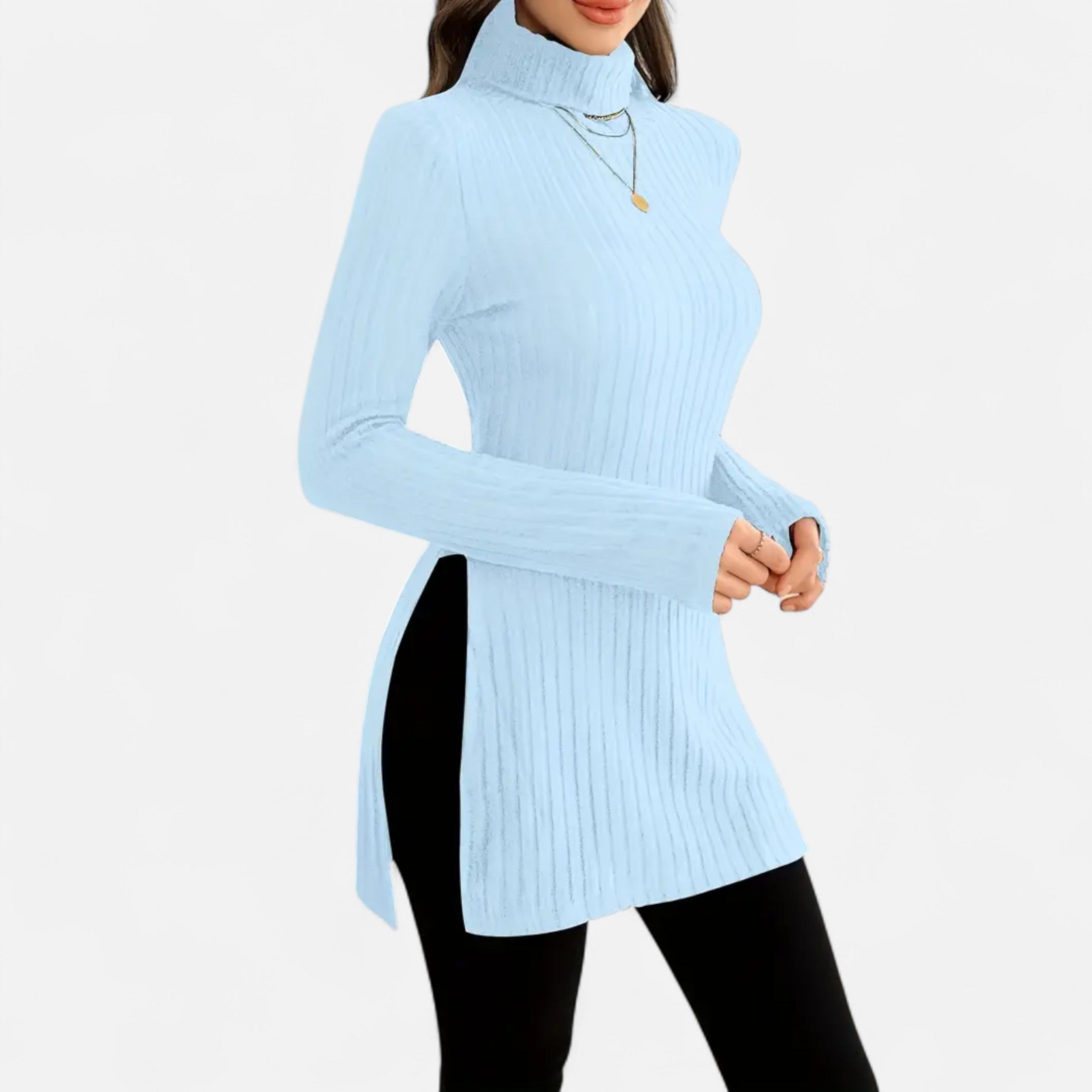 Old Ventuno | Women’s Ribbed Sweater – Elegant High Neck Style