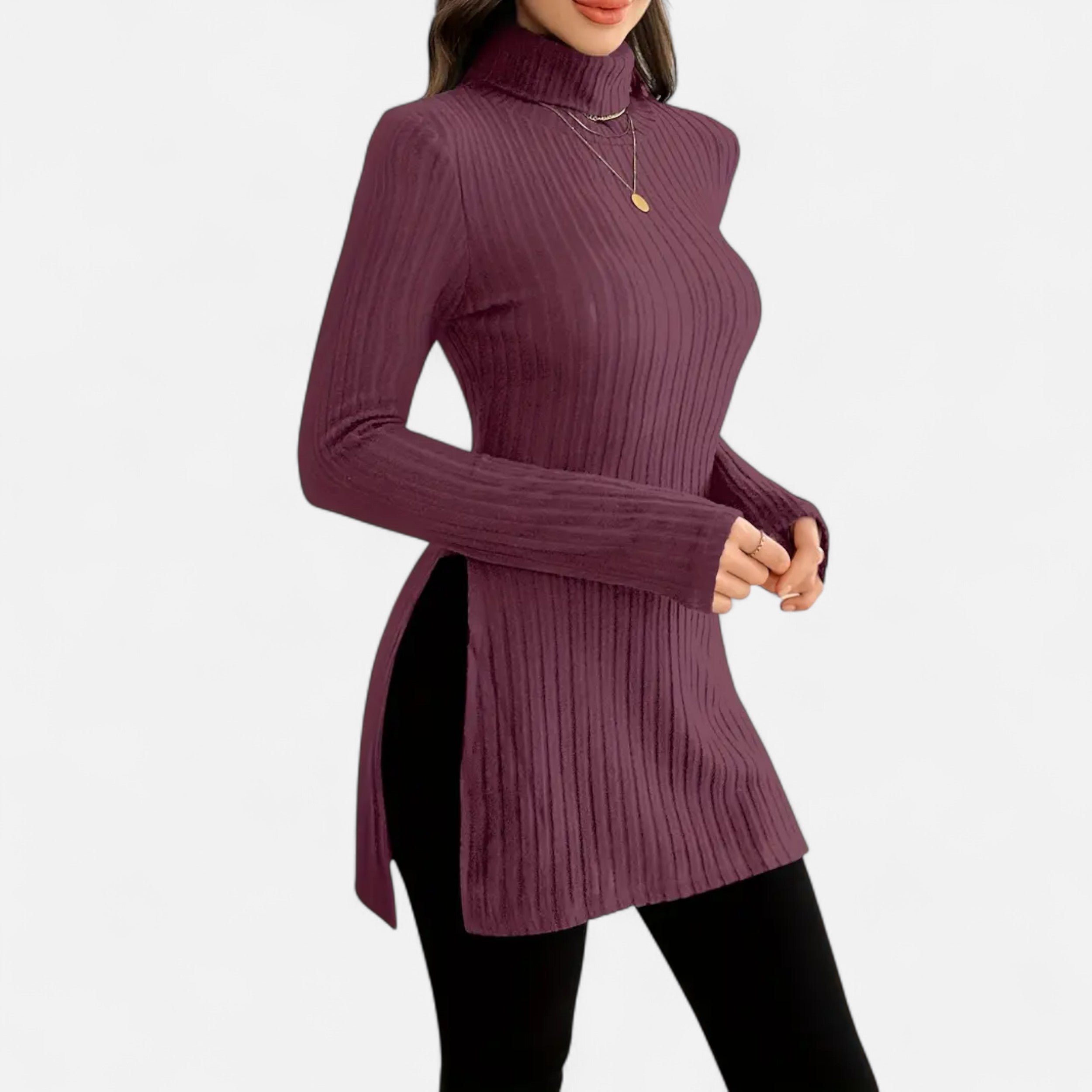 Old Ventuno | Women’s Ribbed Sweater – Elegant High Neck Style