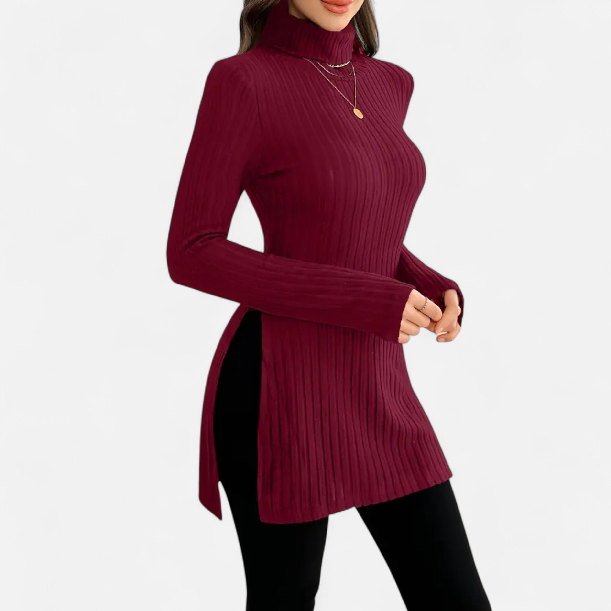 Old Ventuno | Women’s Ribbed Sweater – Elegant High Neck Style
