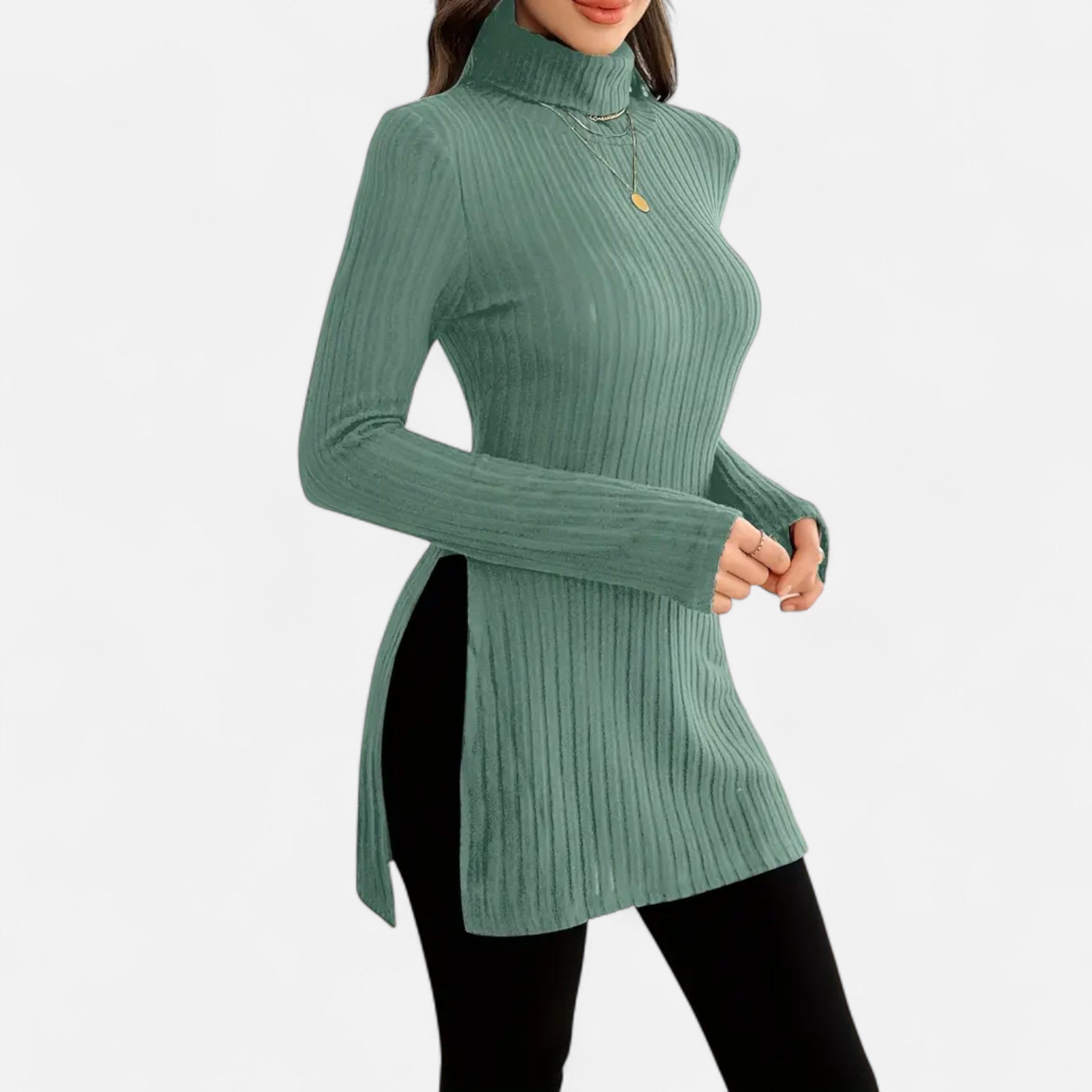 Old Ventuno | Women’s Ribbed Sweater – Elegant High Neck Style