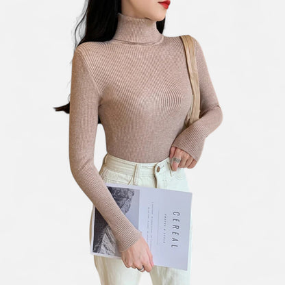 Old Ventuno | Women’s Ribbed Turtleneck – Foldover Winter Elegance
