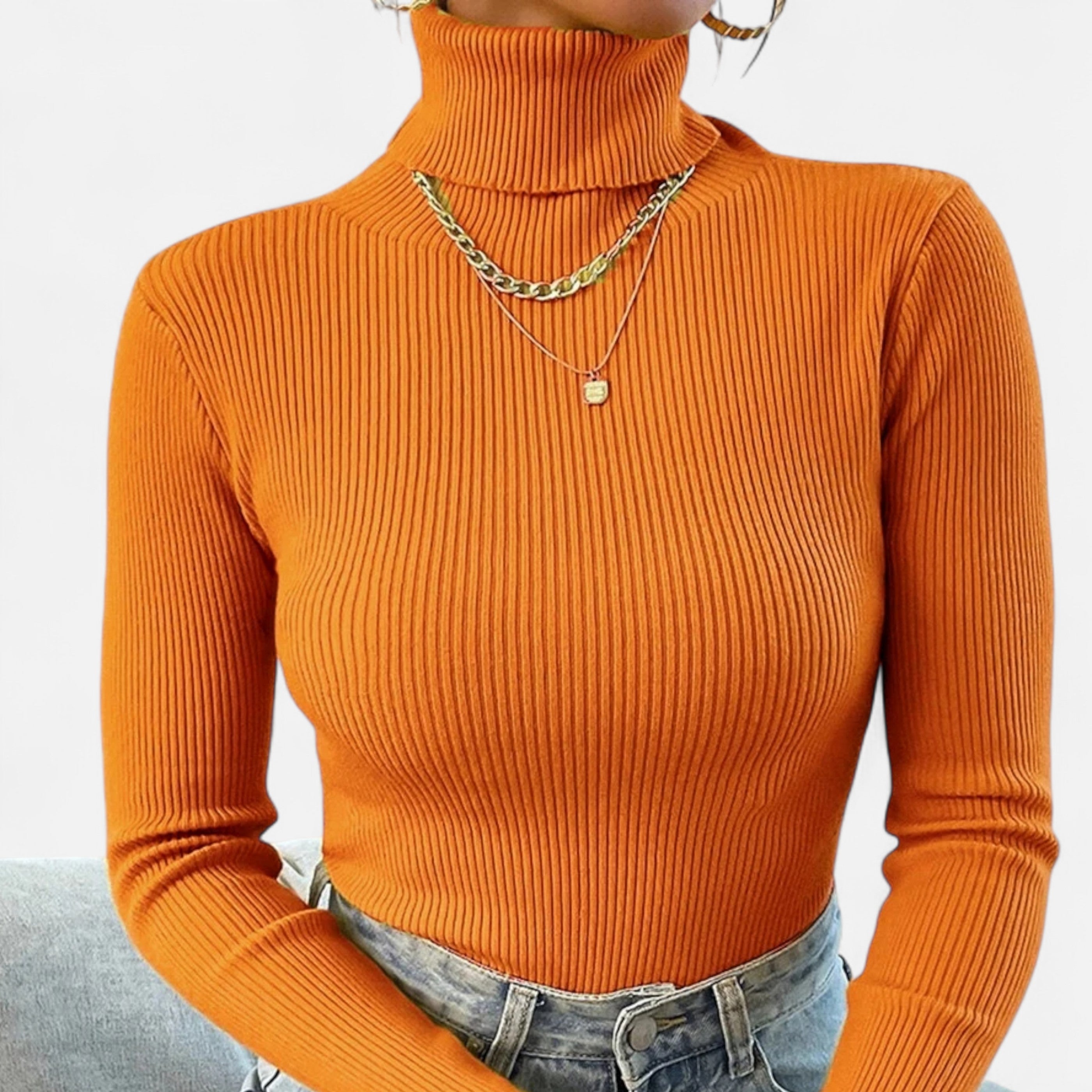 Old Ventuno | Women’s Ribbed Turtleneck – Foldover Winter Elegance