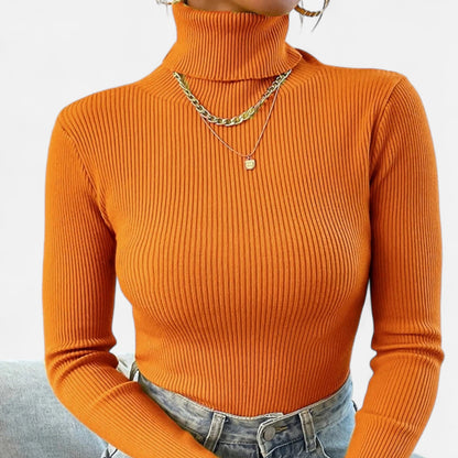 Old Ventuno | Women’s Ribbed Turtleneck – Foldover Winter Elegance