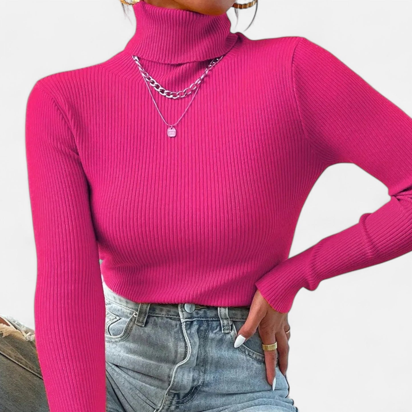 Old Ventuno | Women’s Ribbed Turtleneck – Foldover Winter Elegance